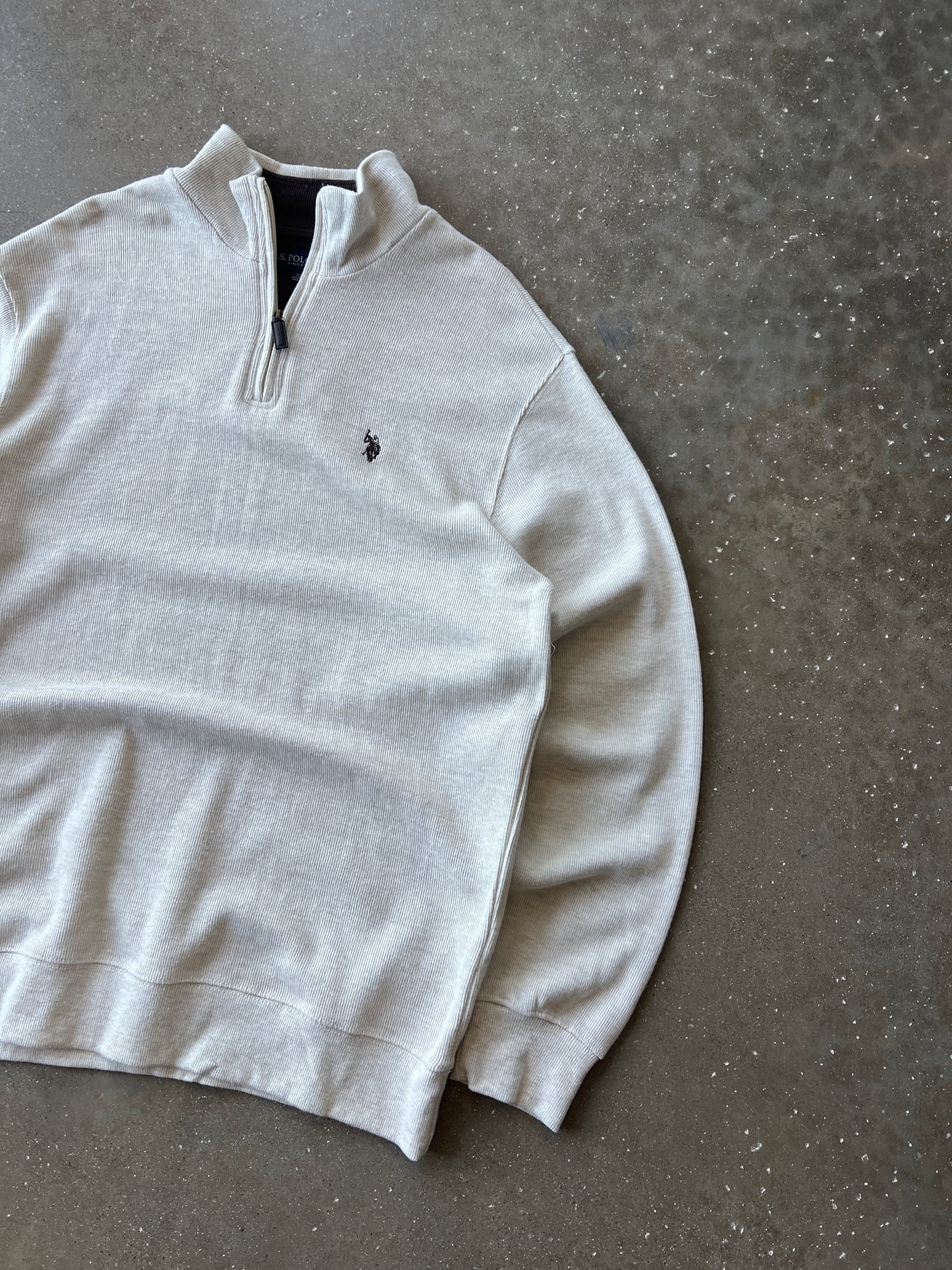 Vintage Oatmeal Ralph Lauren Polo Quarter Zip - XL