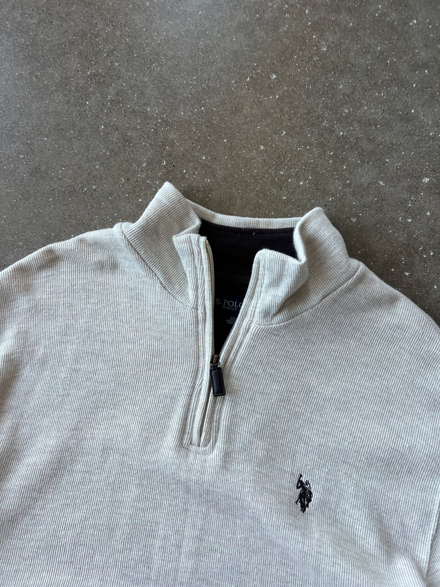 Vintage Oatmeal Ralph Lauren Polo Quarter Zip - XL