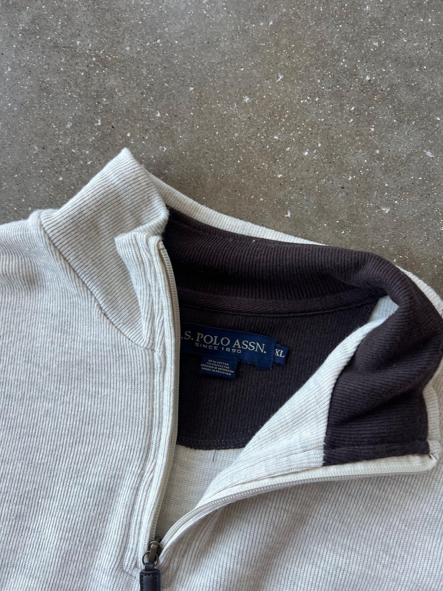 Vintage Oatmeal Ralph Lauren Polo Quarter Zip - XL