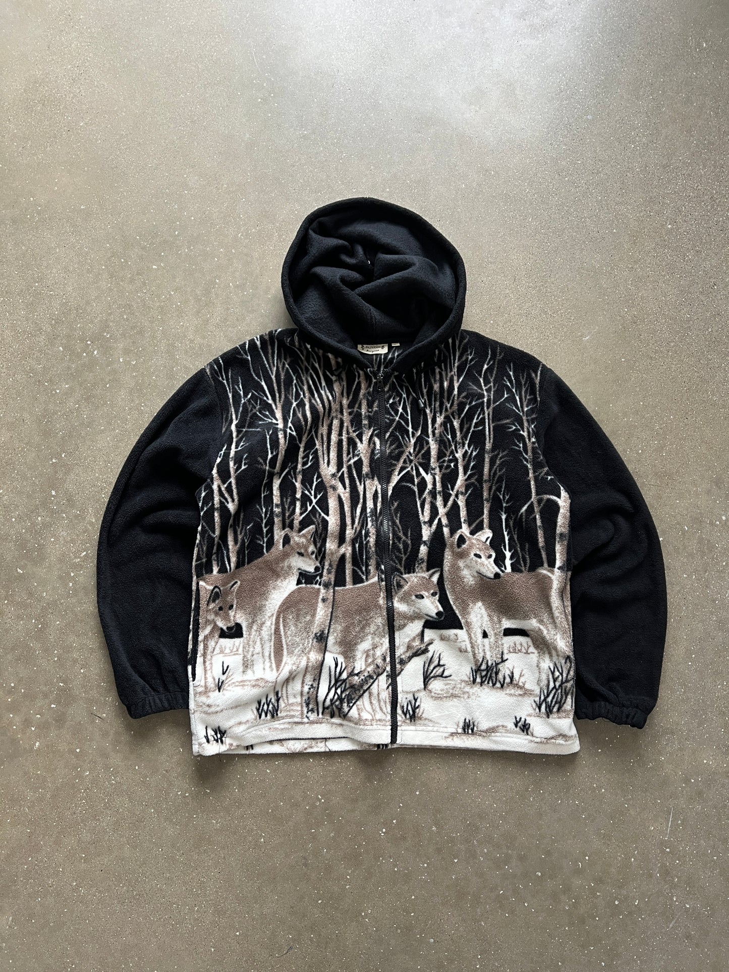 Vintage Black Fox Fleece Jacket - L