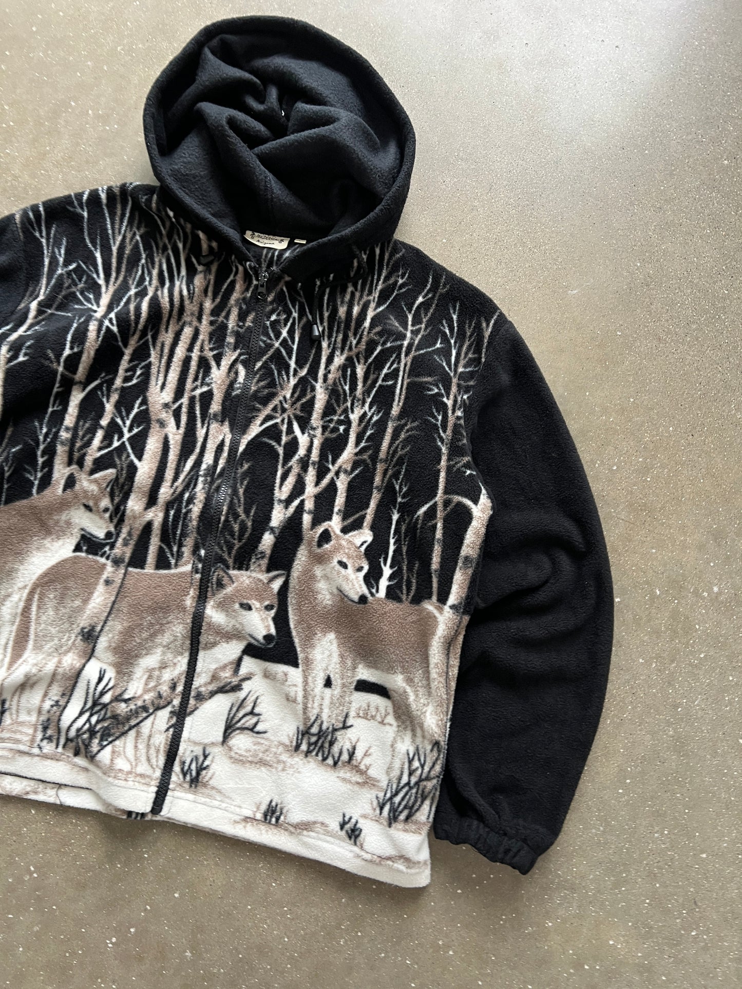 Vintage Black Fox Fleece Jacket - L