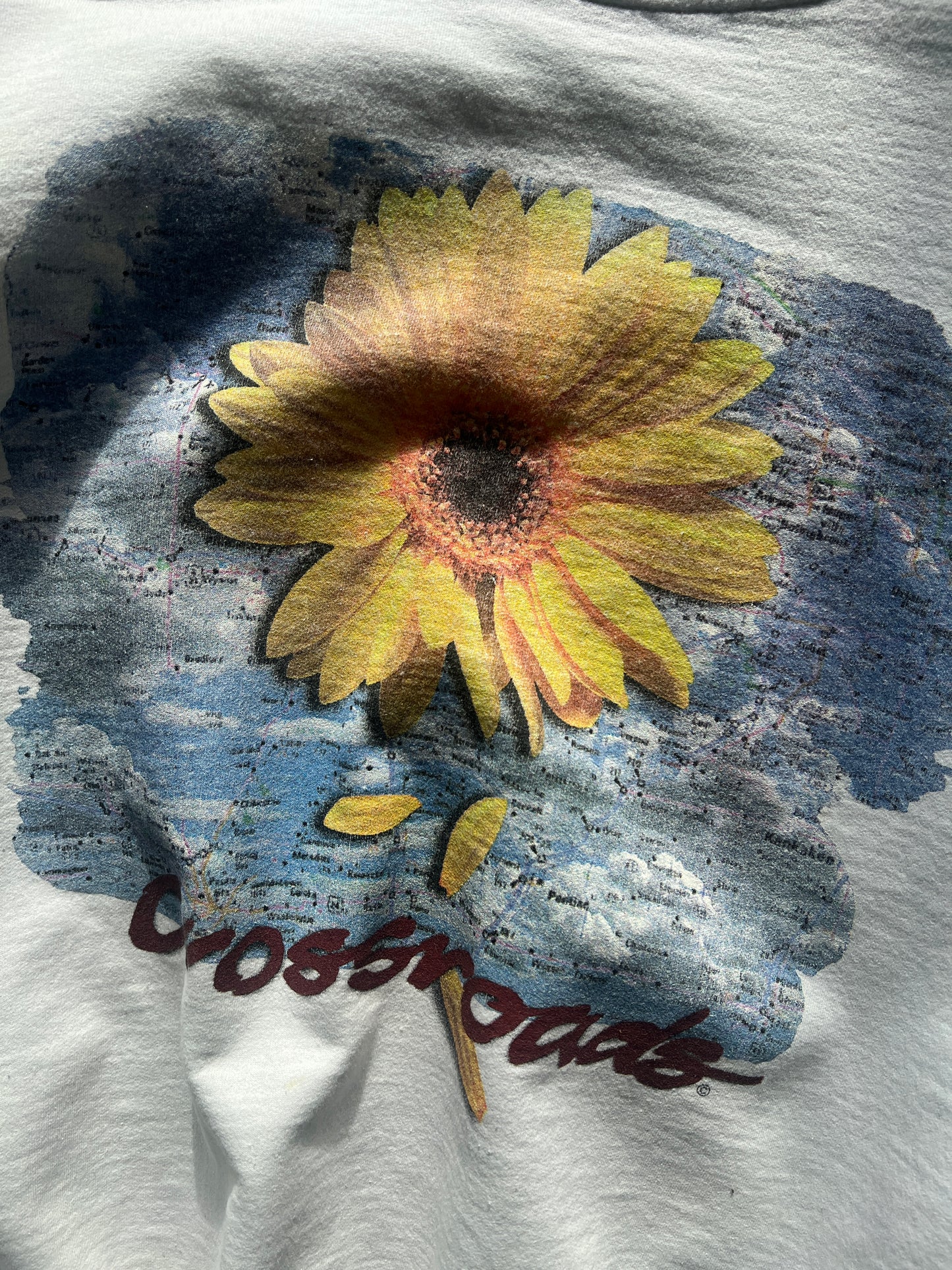 Vintage White Crossroads Sun Flower Crew - XXL