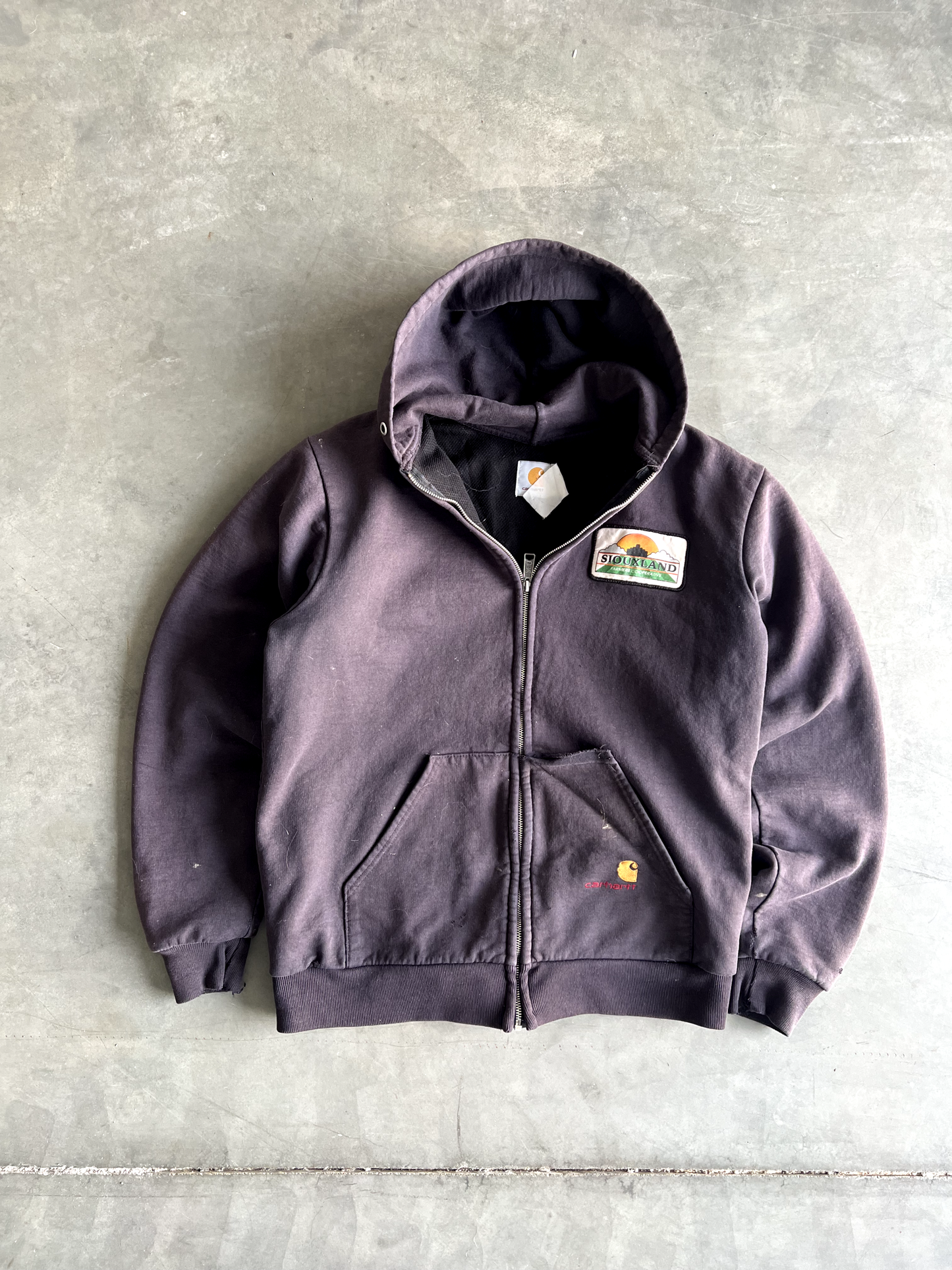 Vintage Black Carhartt Hooded Jacket - L