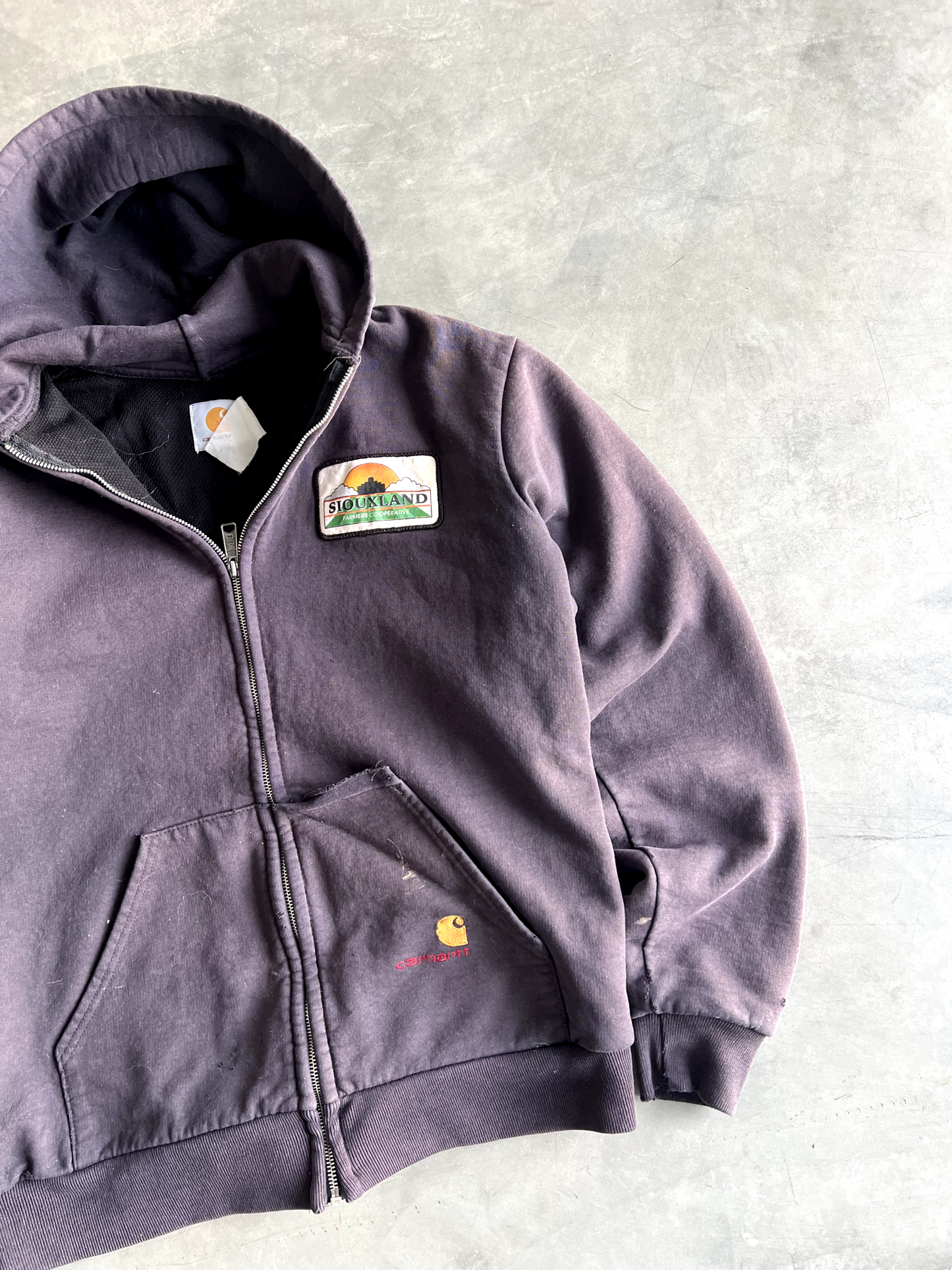 Vintage Black Carhartt Hooded Jacket - L