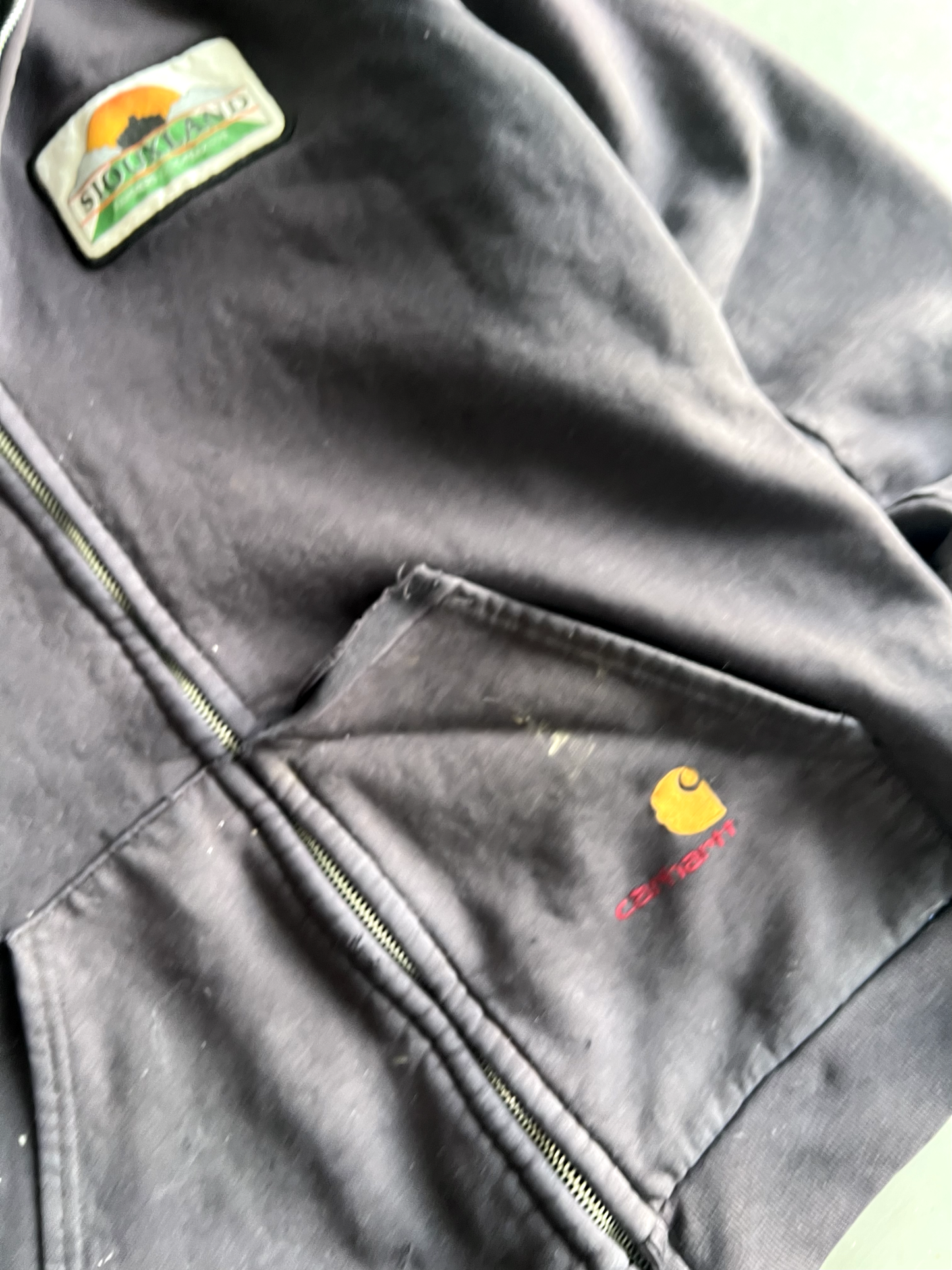 Vintage Black Carhartt Hooded Jacket - L