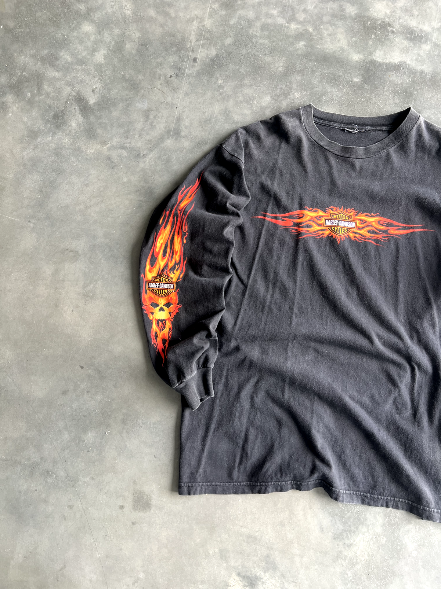 Vintage Black Harley Flame Long Sleeve - L