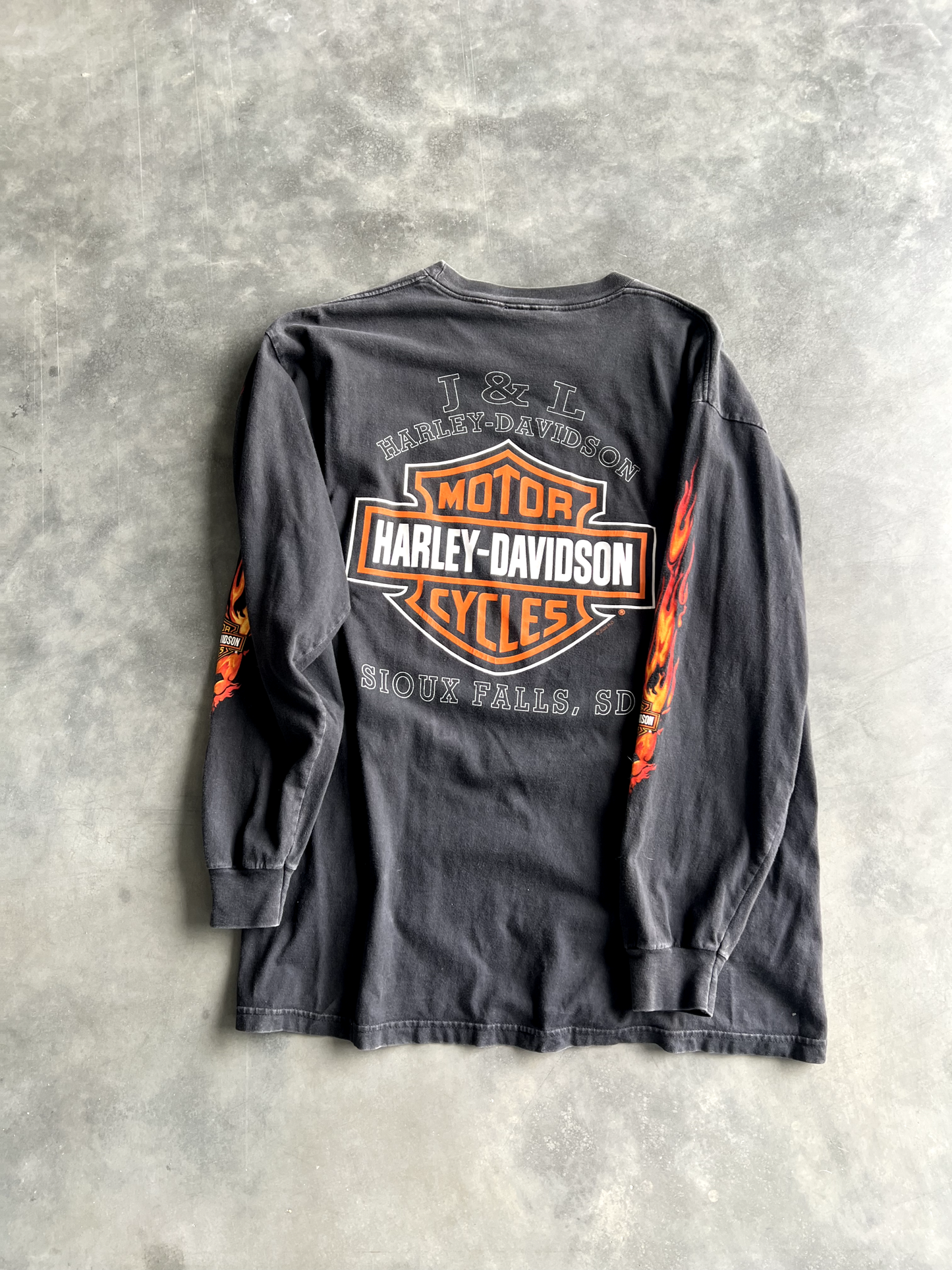 Vintage Black Harley Flame Long Sleeve - L