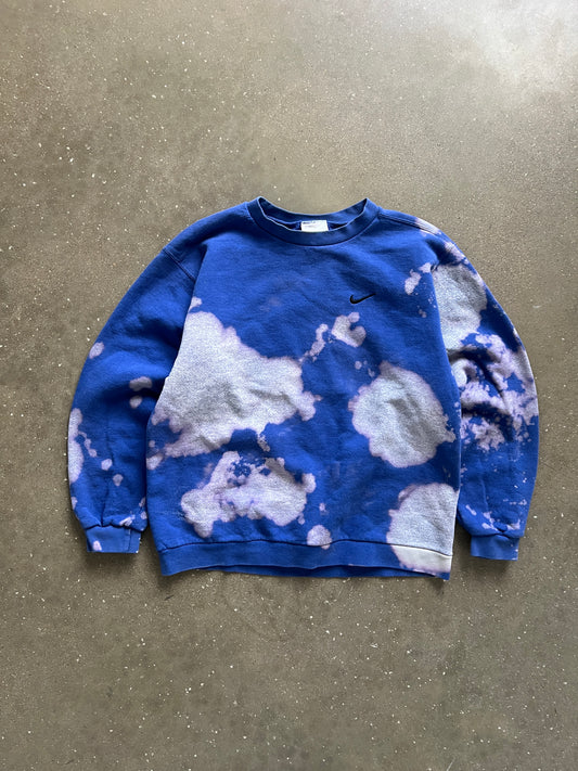 Vintage Bleached Blue Nike Swoosh Crew - XL