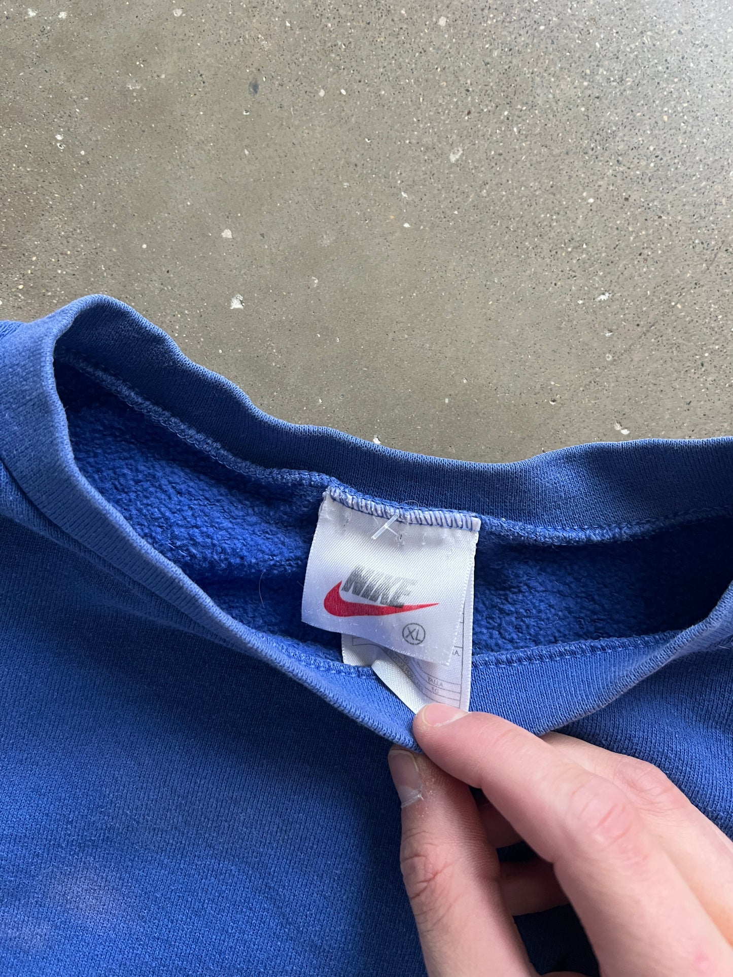 Vintage Bleached Blue Nike Swoosh Crew - XL
