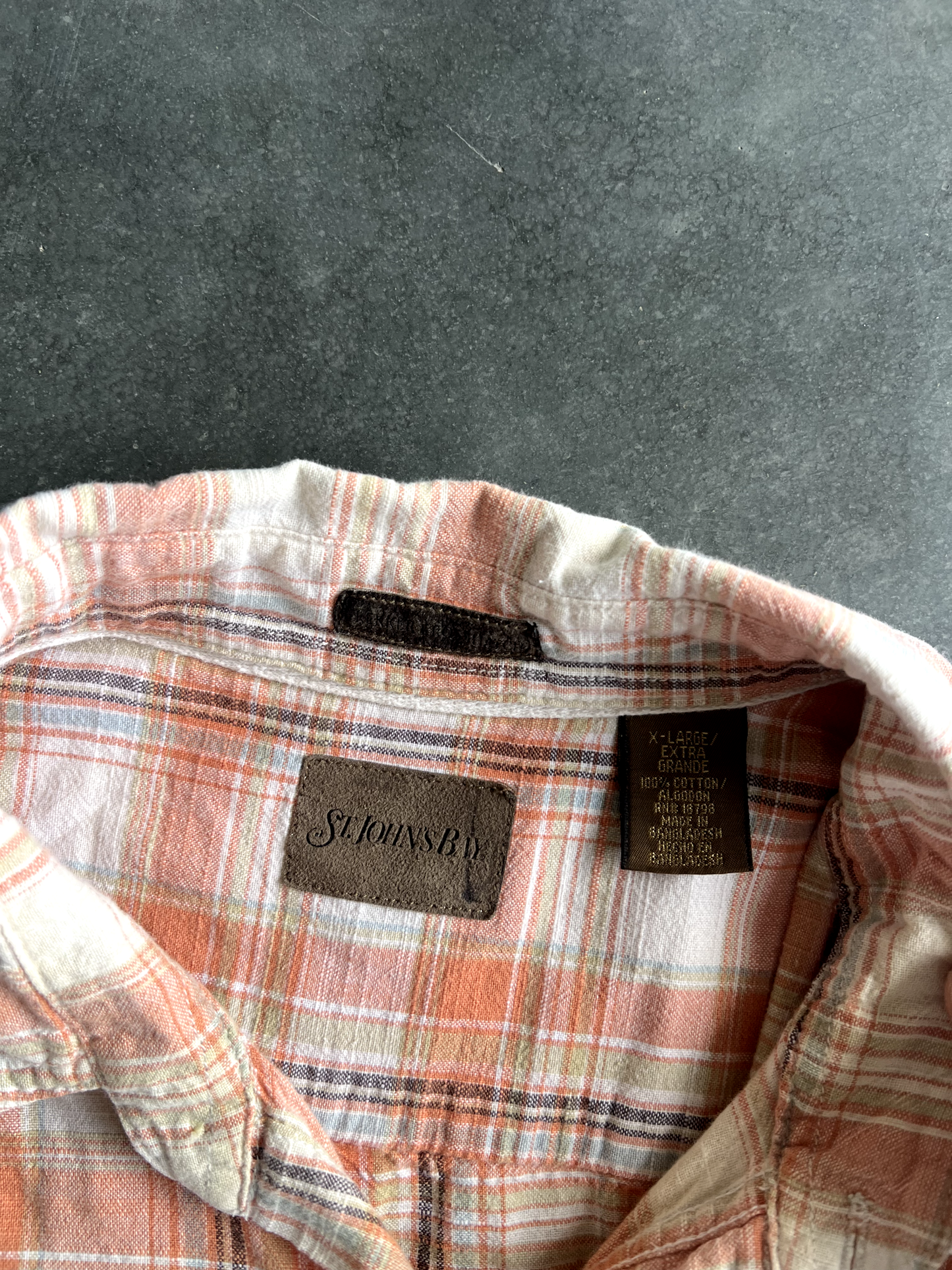 Vintage Orange Striped Button Up Tee - XL