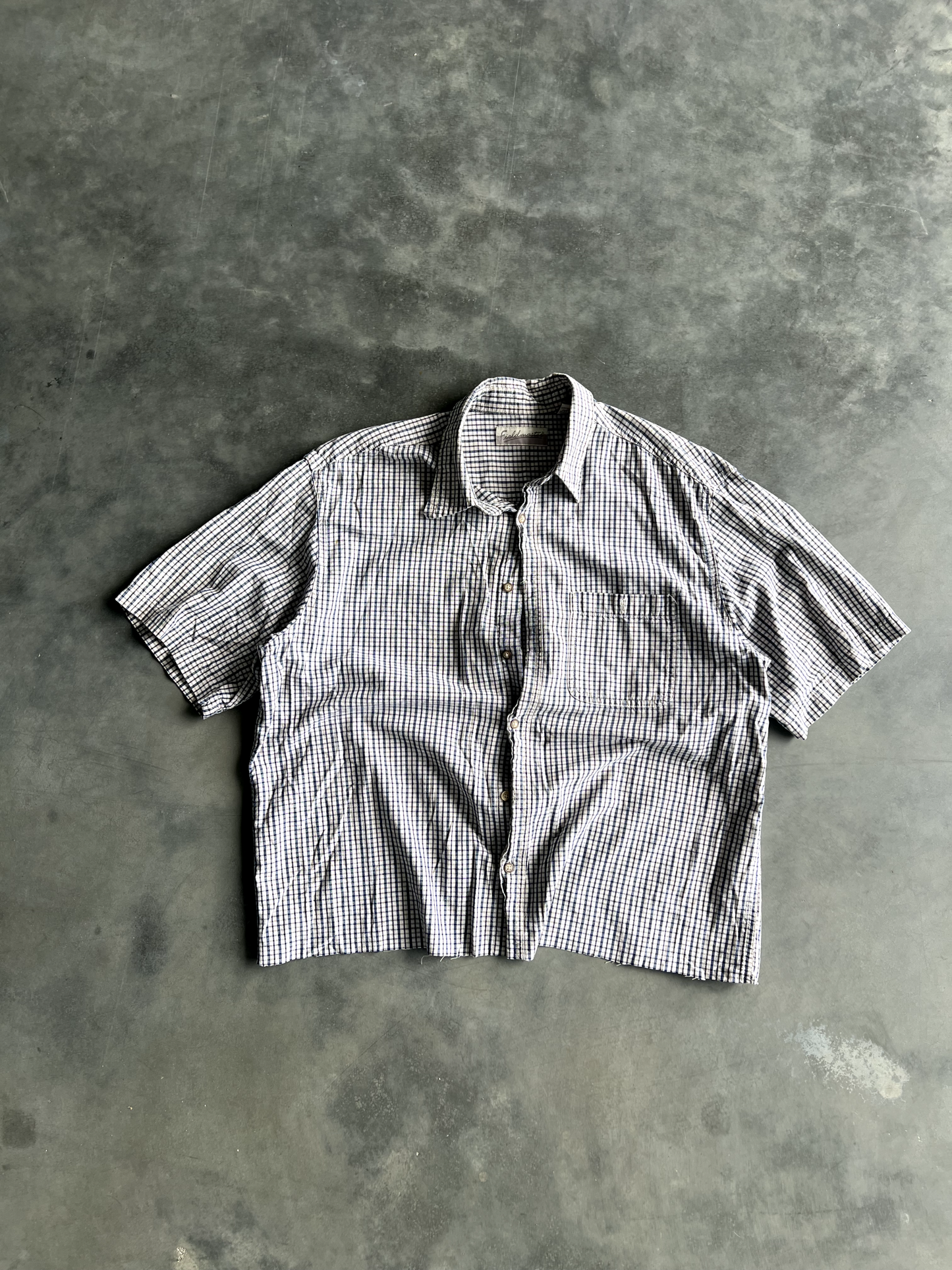 Vintage Black And White Striped Button Up Tee - L
