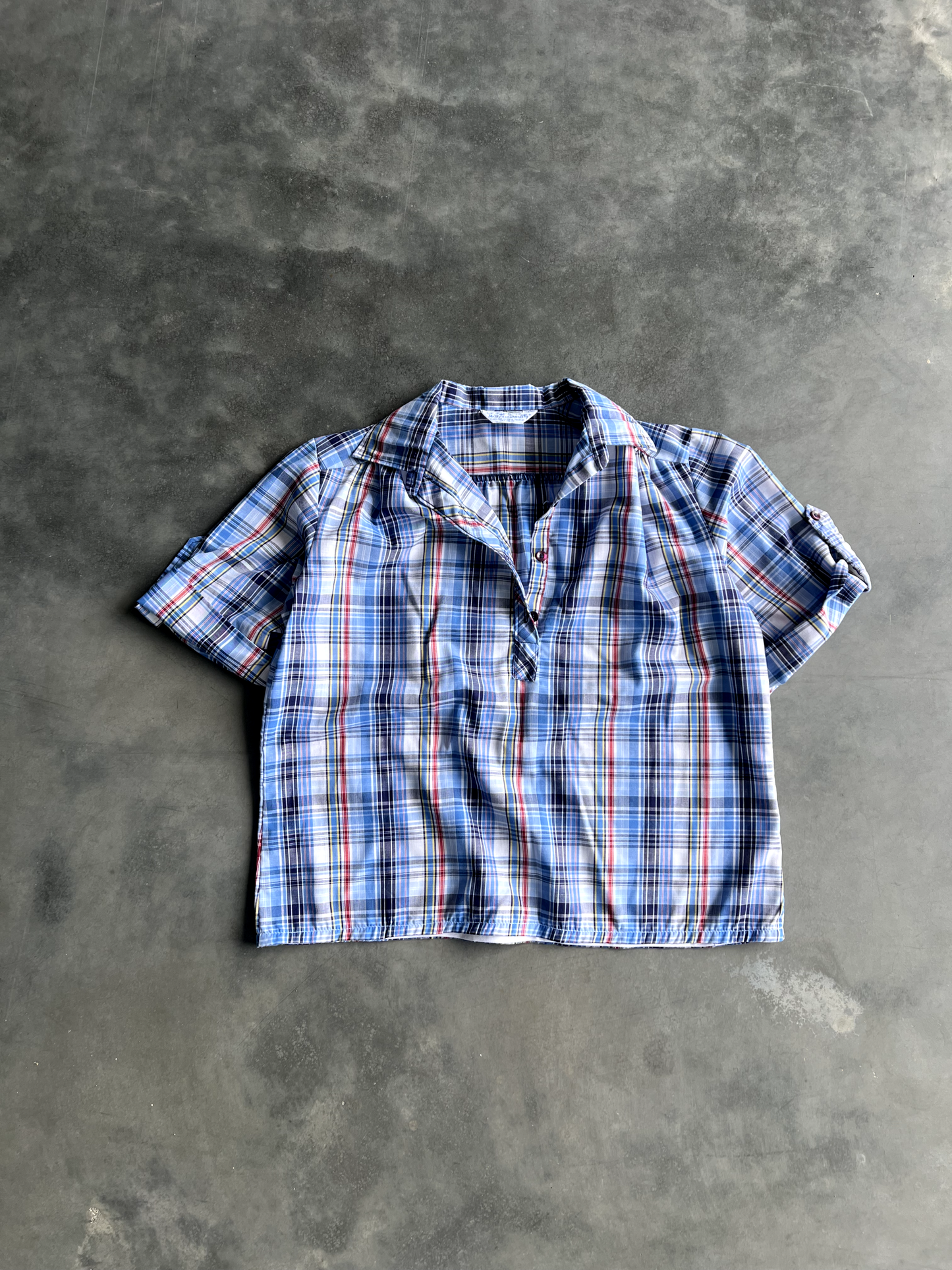 Vintage Blue Striped Button Up Tee - L