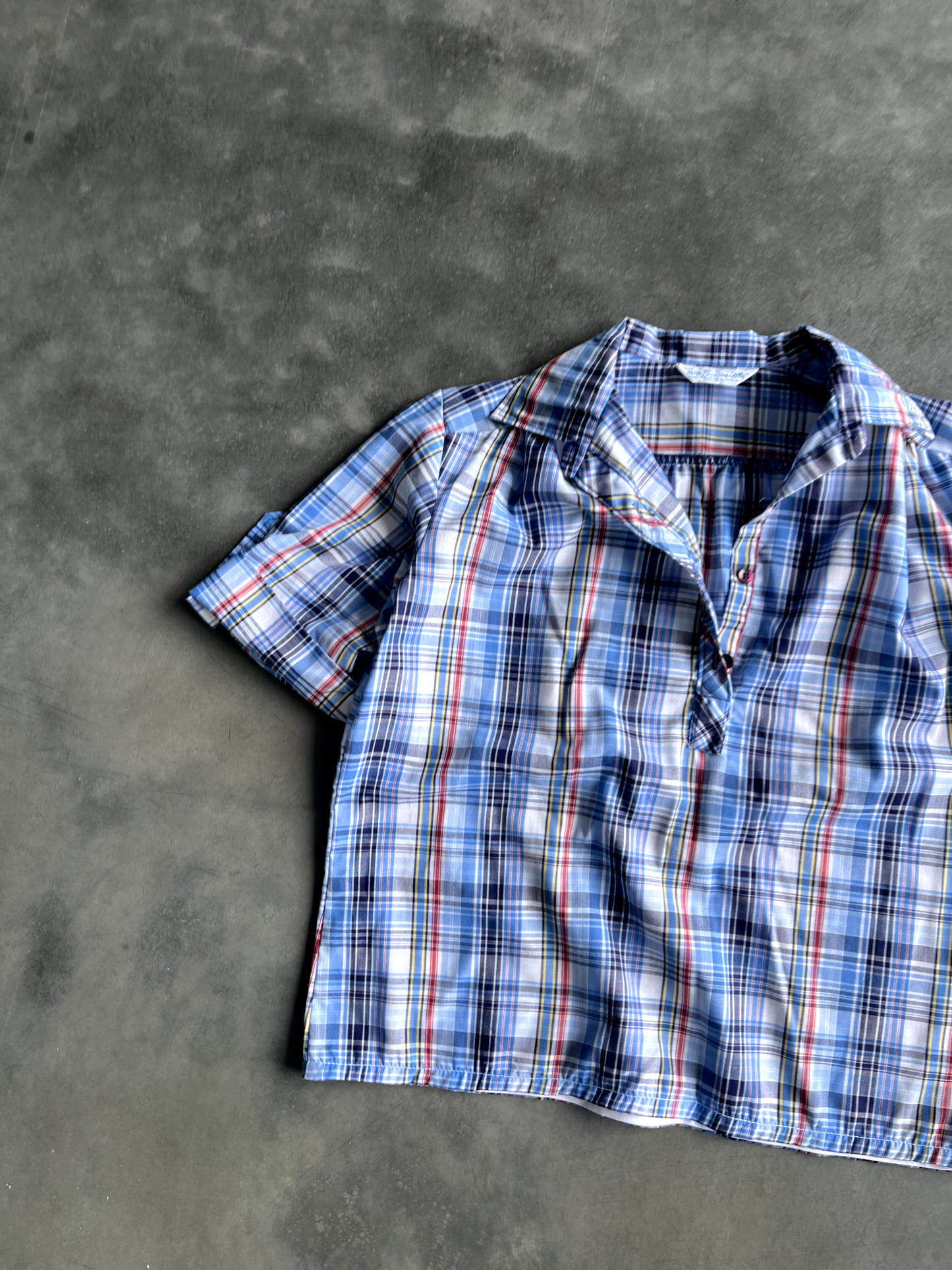 Vintage Blue Striped Button Up Tee - L