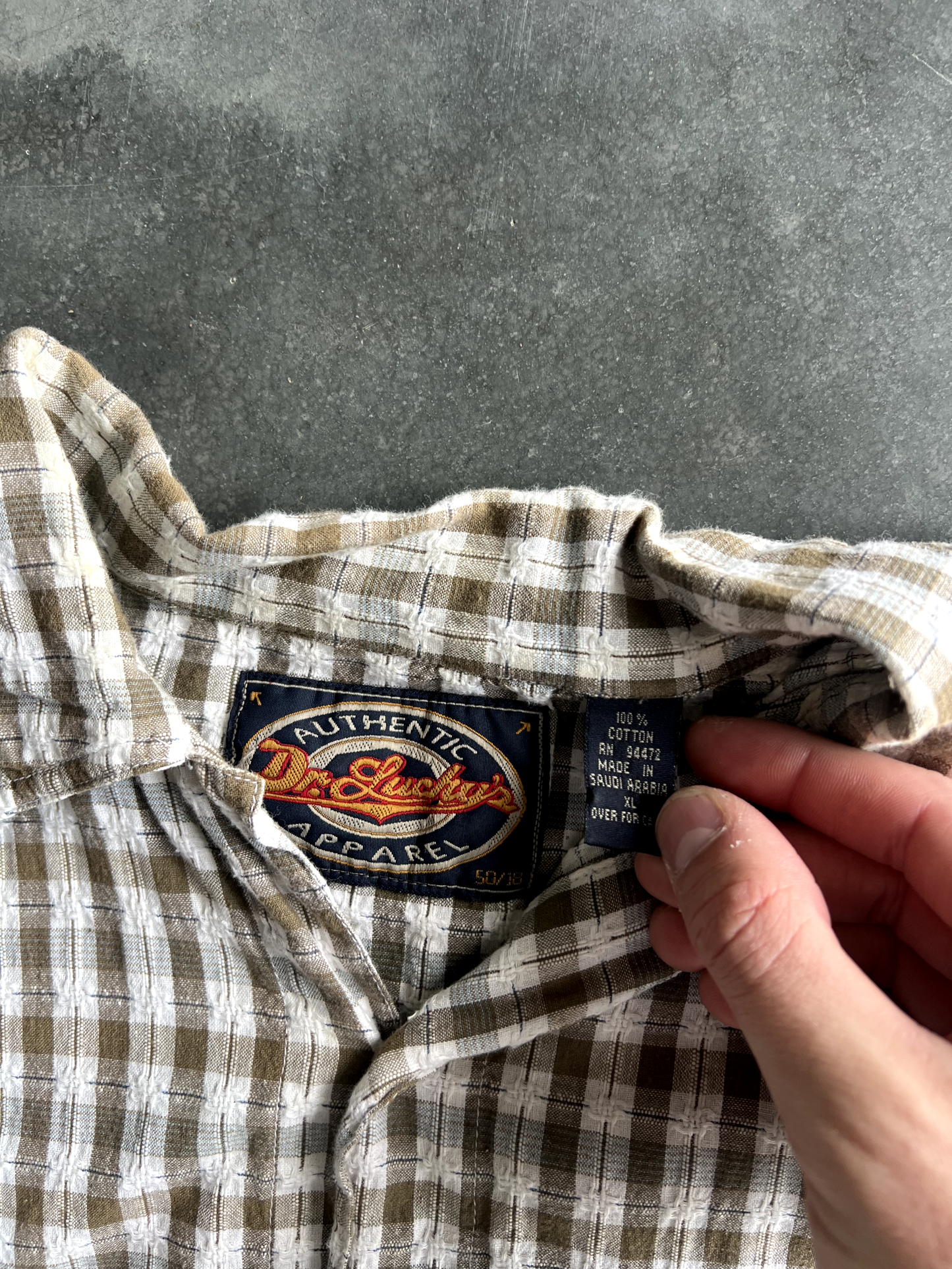 Vintage Brown And White Striped Button Up Tee - XL