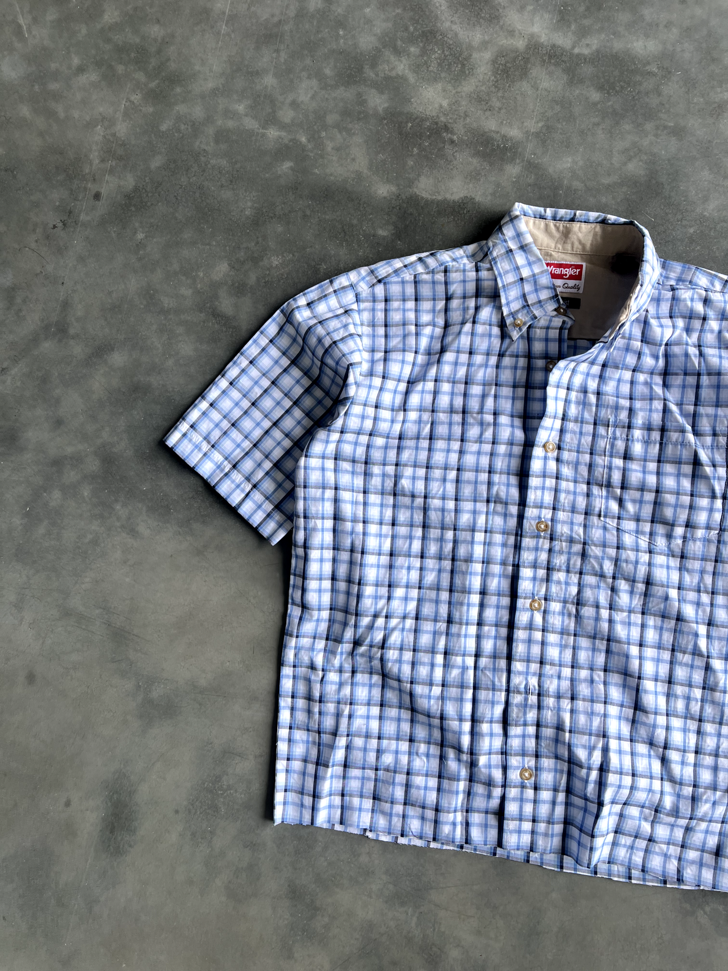 Vintage Blue Striped Button Up Tee - S