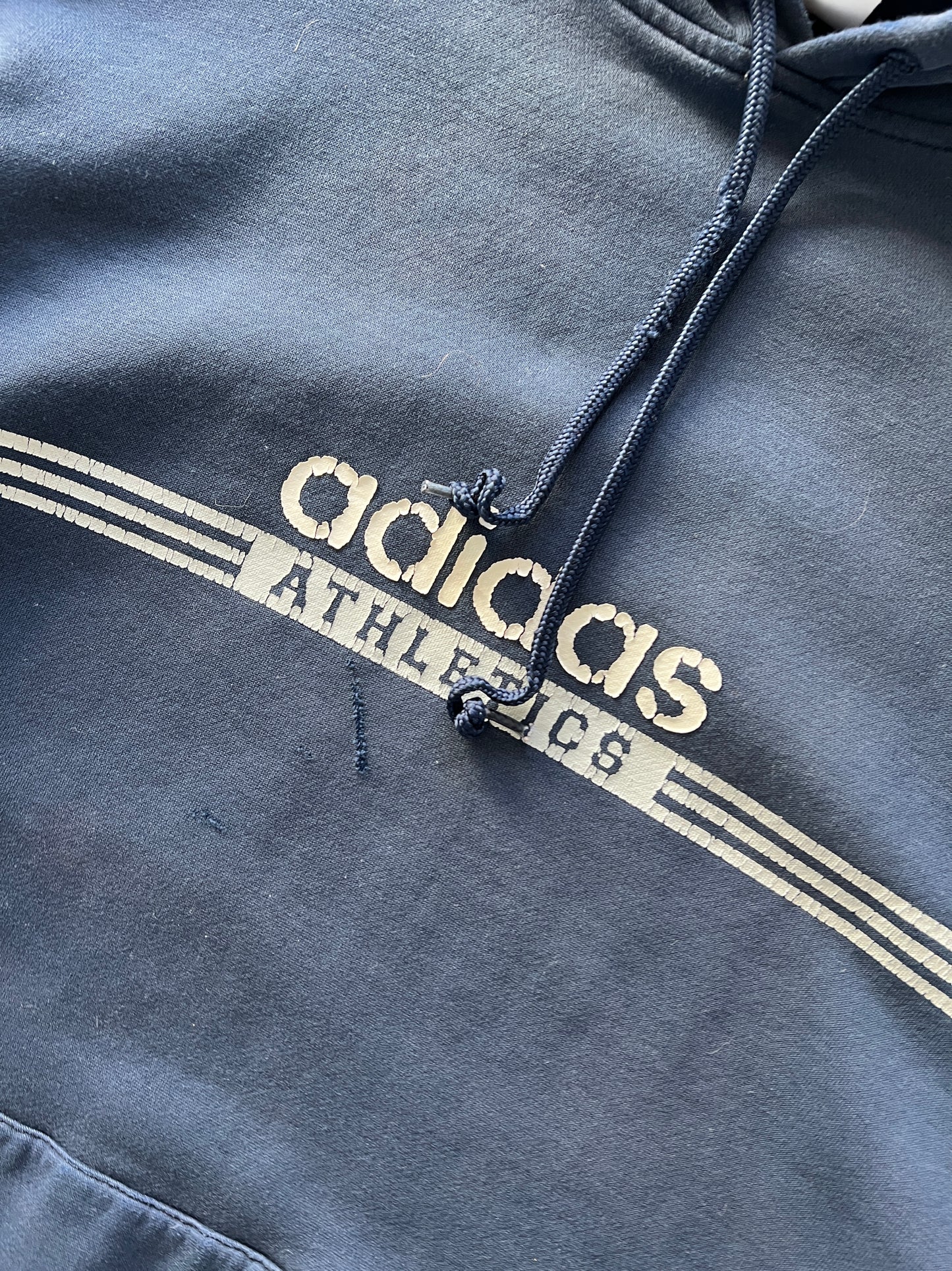 Vintage Blue Adidas Spellout Hoodie - XL/XXL