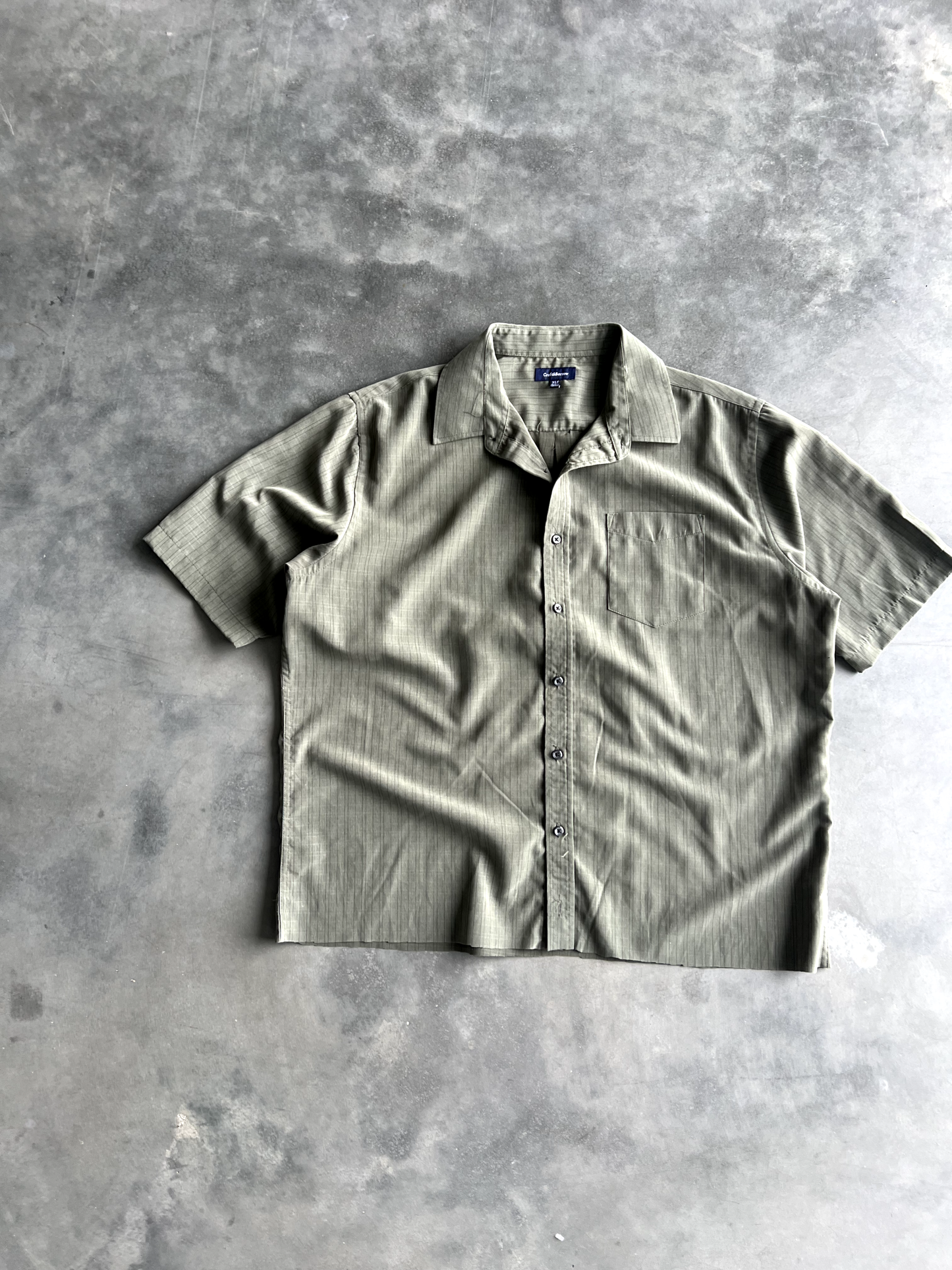 Vintage Green Striped Button Up Tee - XLT