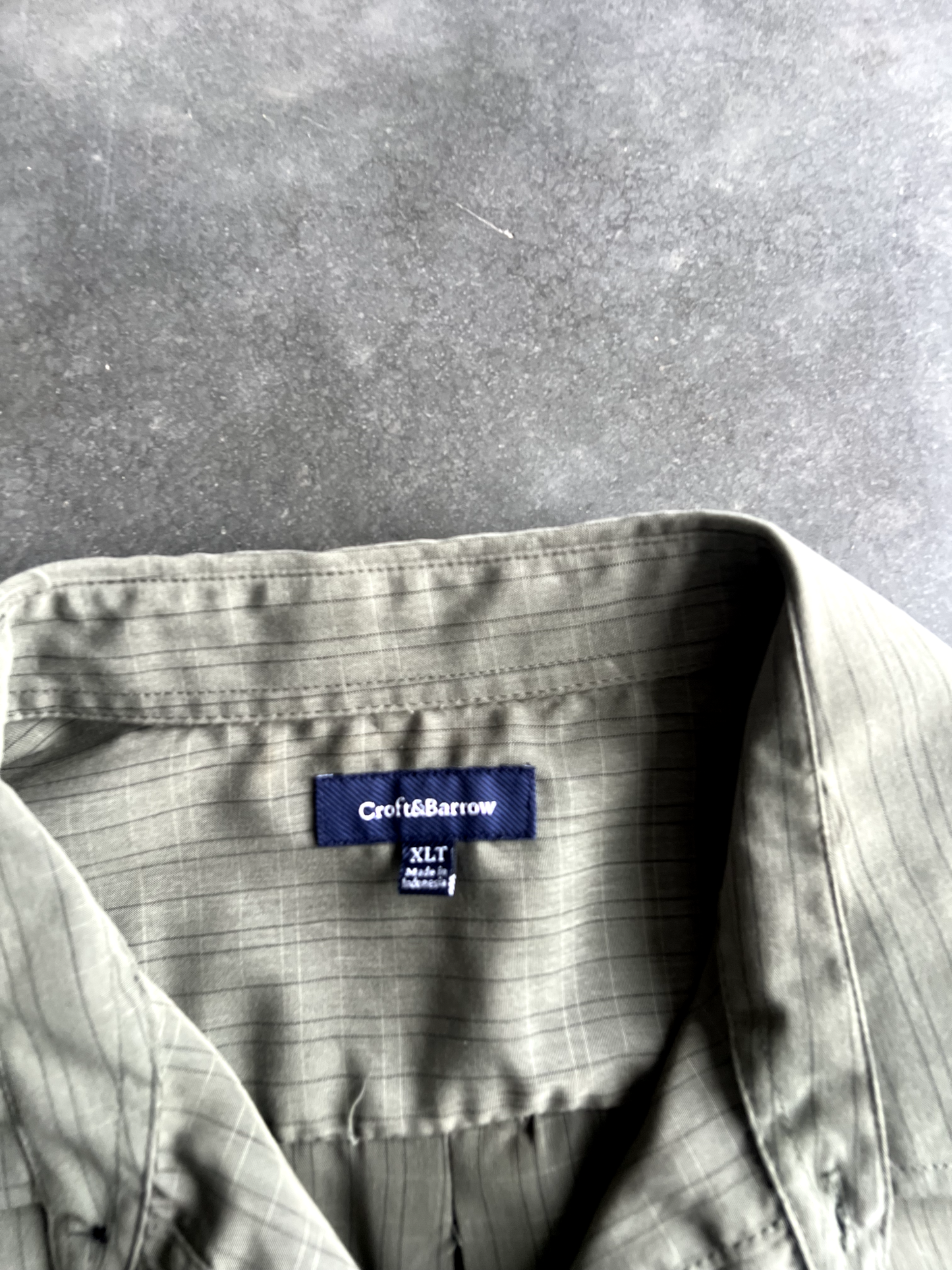 Vintage Green Striped Button Up Tee - XLT
