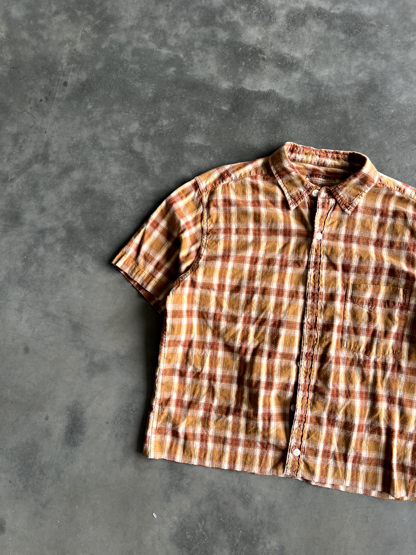 Vintage Orange Striped Button Up Tee - L