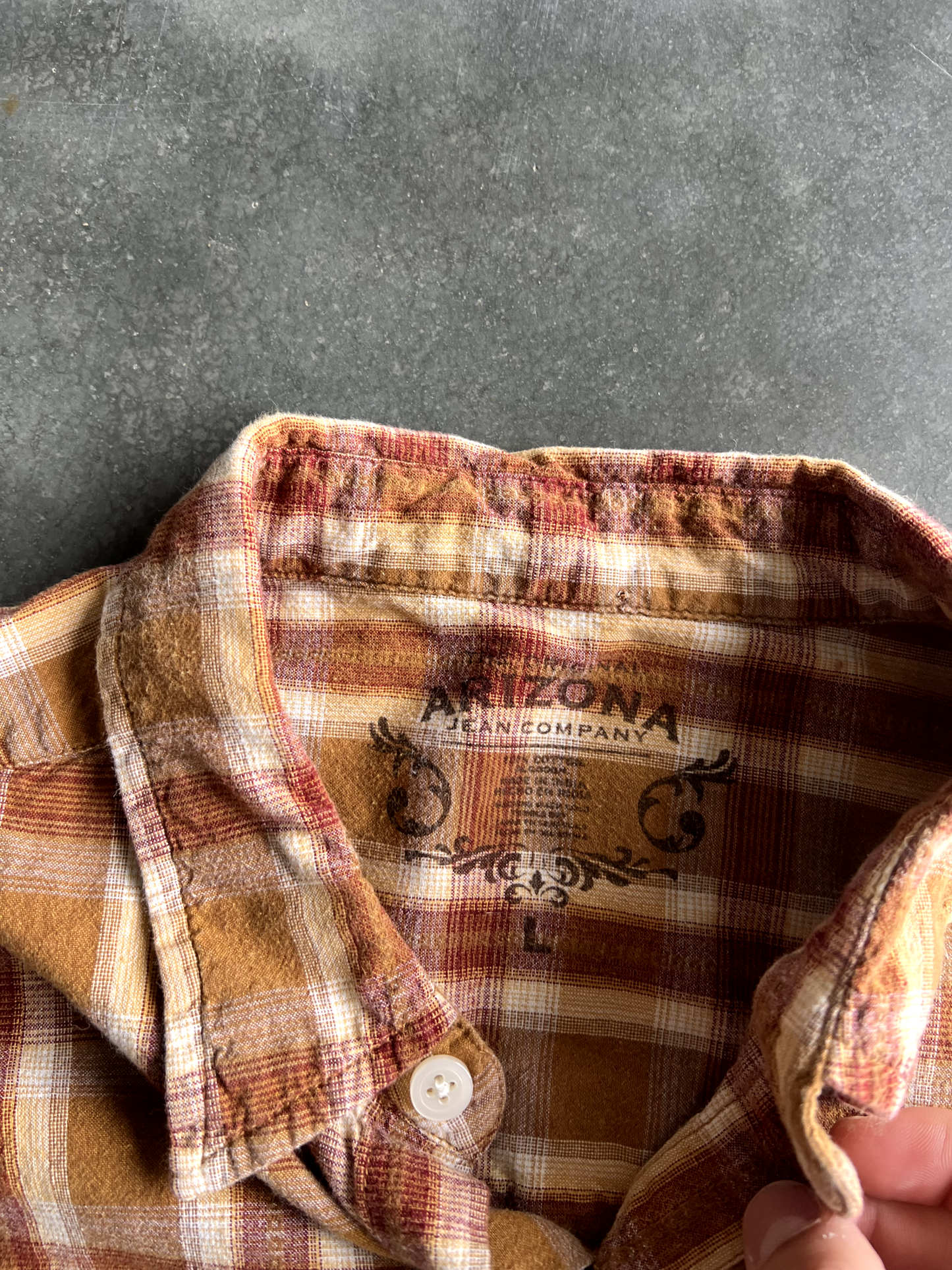 Vintage Orange Striped Button Up Tee - L