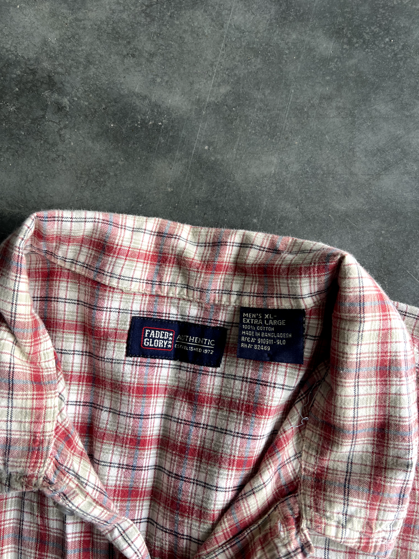 Vintage Red And Blue Striped Button Up Tee - XL