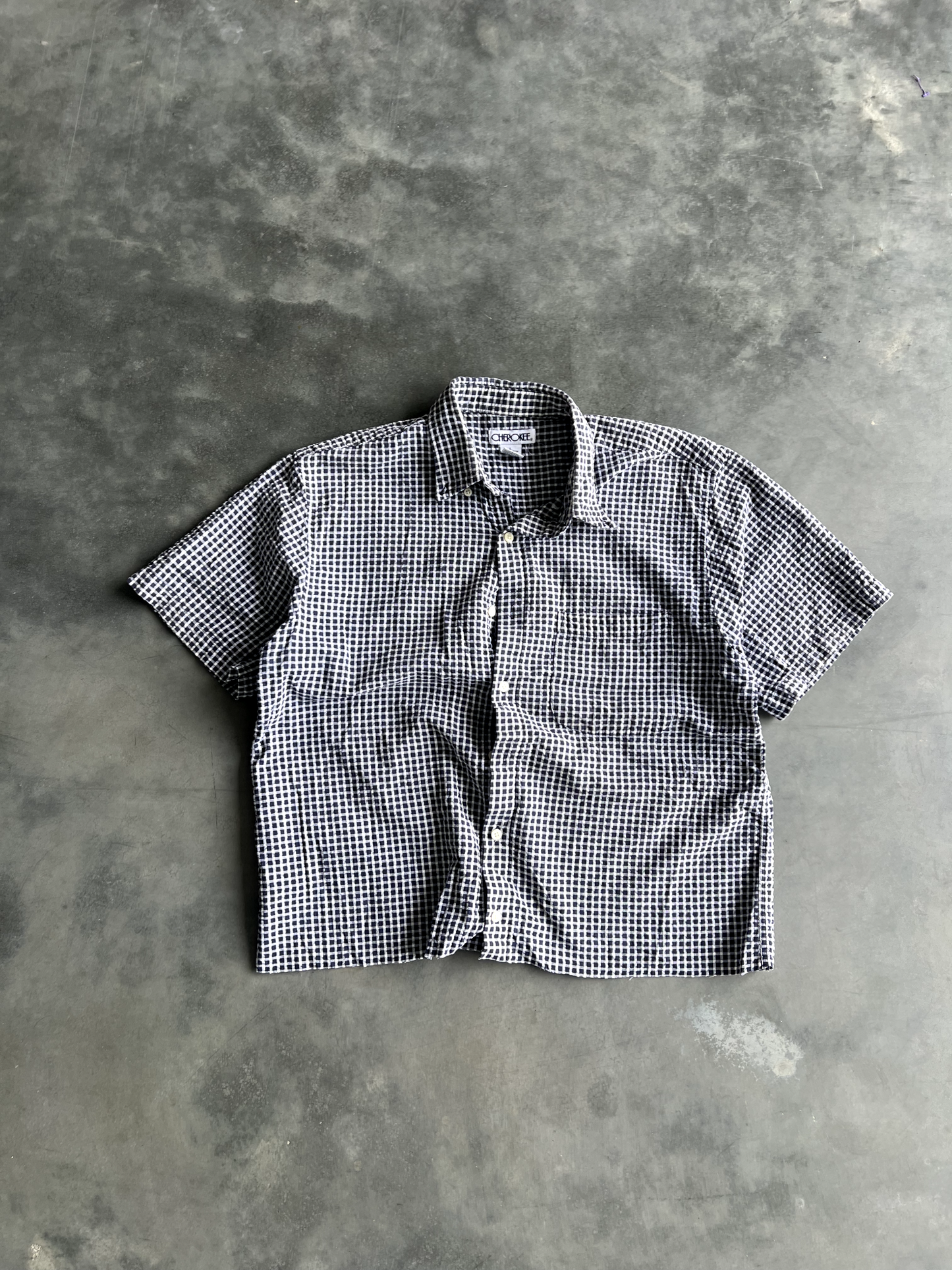 Vintage Black And White Striped Button Up Tee - L