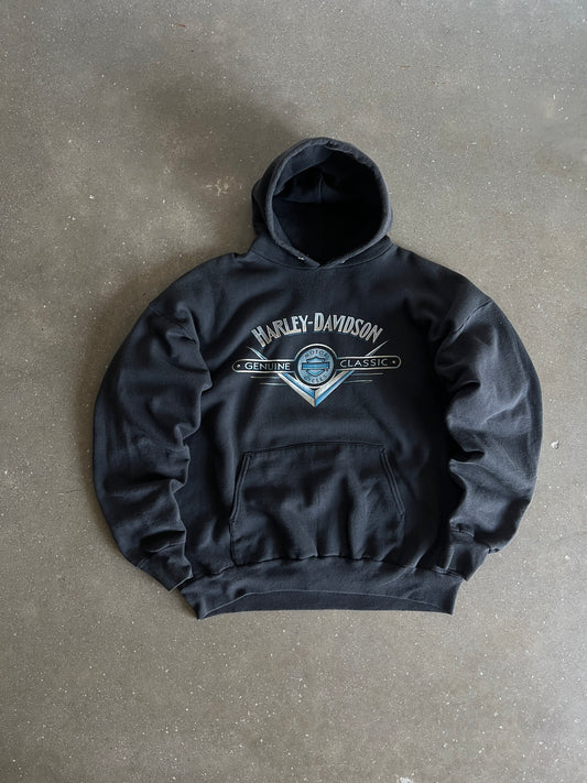 Vintage Black Harley Davidson Hoodie - XL