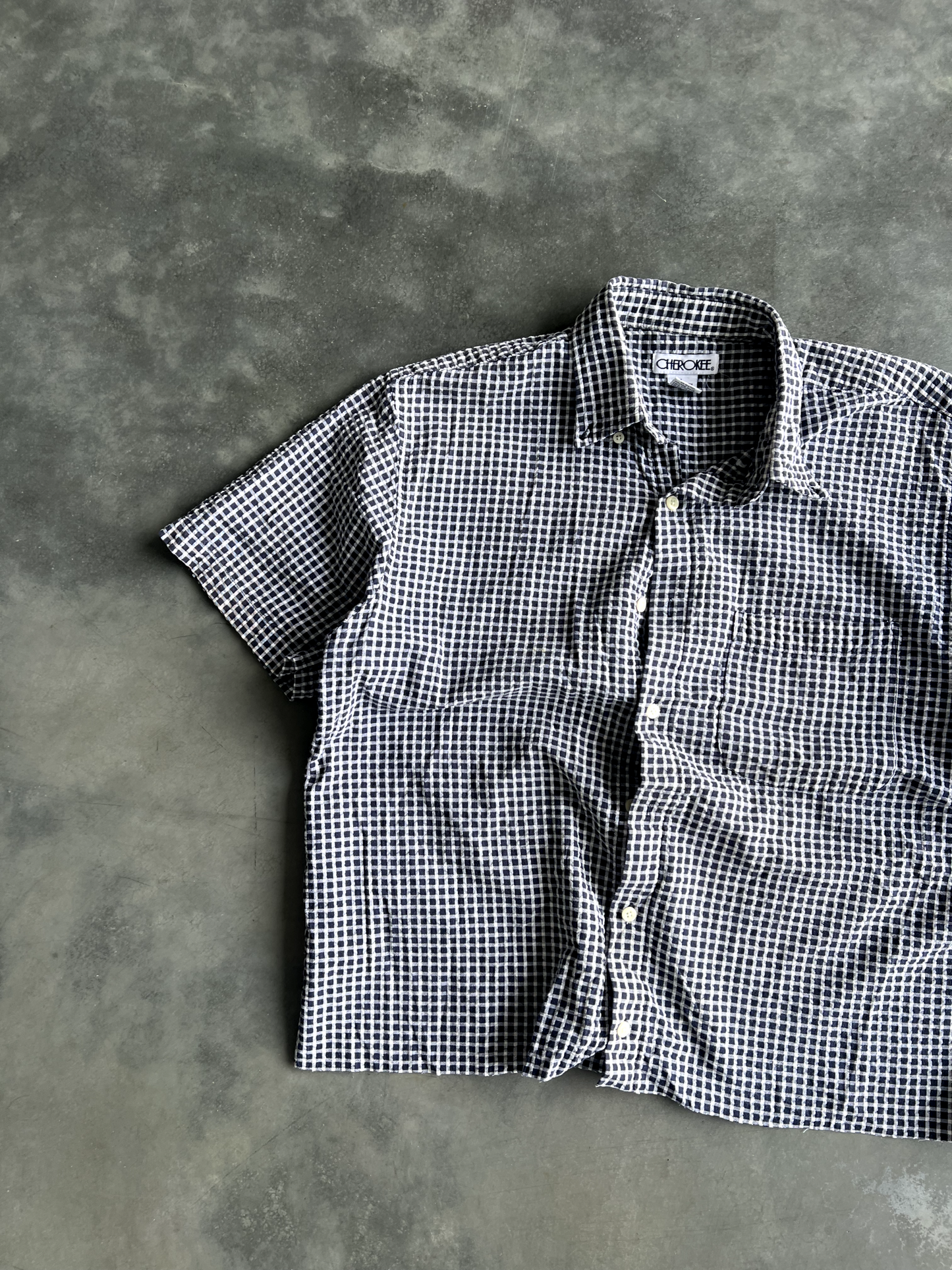 Vintage Black And White Striped Button Up Tee - L