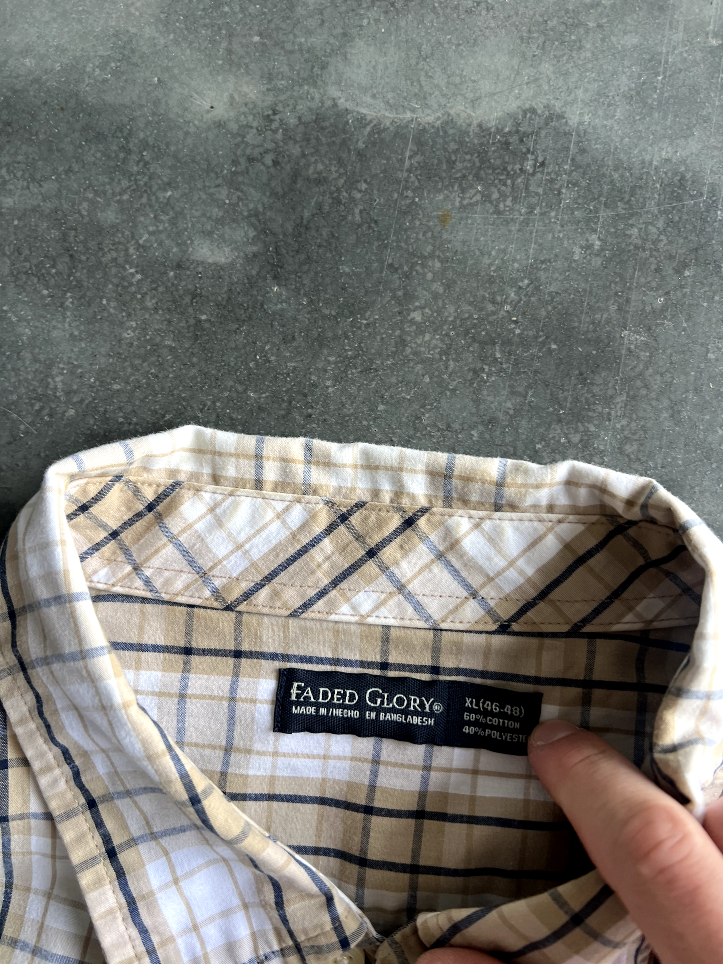 Vintage White And Tan Striped Button Up Tee - XL