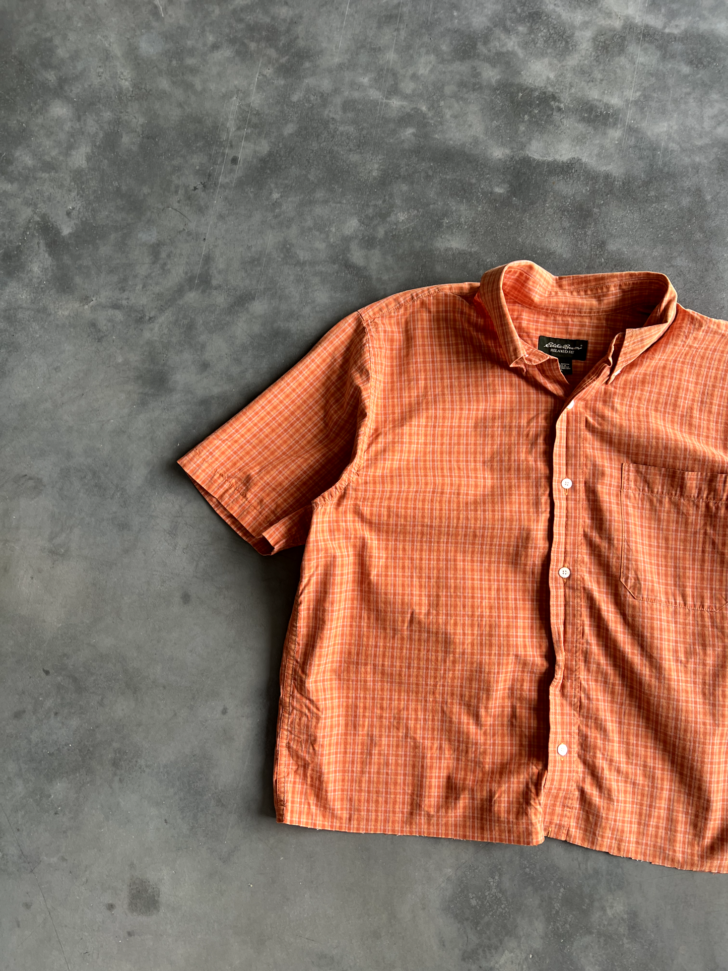 Vintage Orange Striped Button Up Tee - L