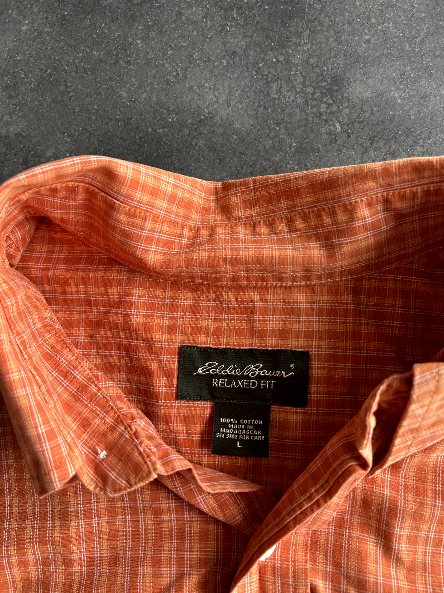 Vintage Orange Striped Button Up Tee - L