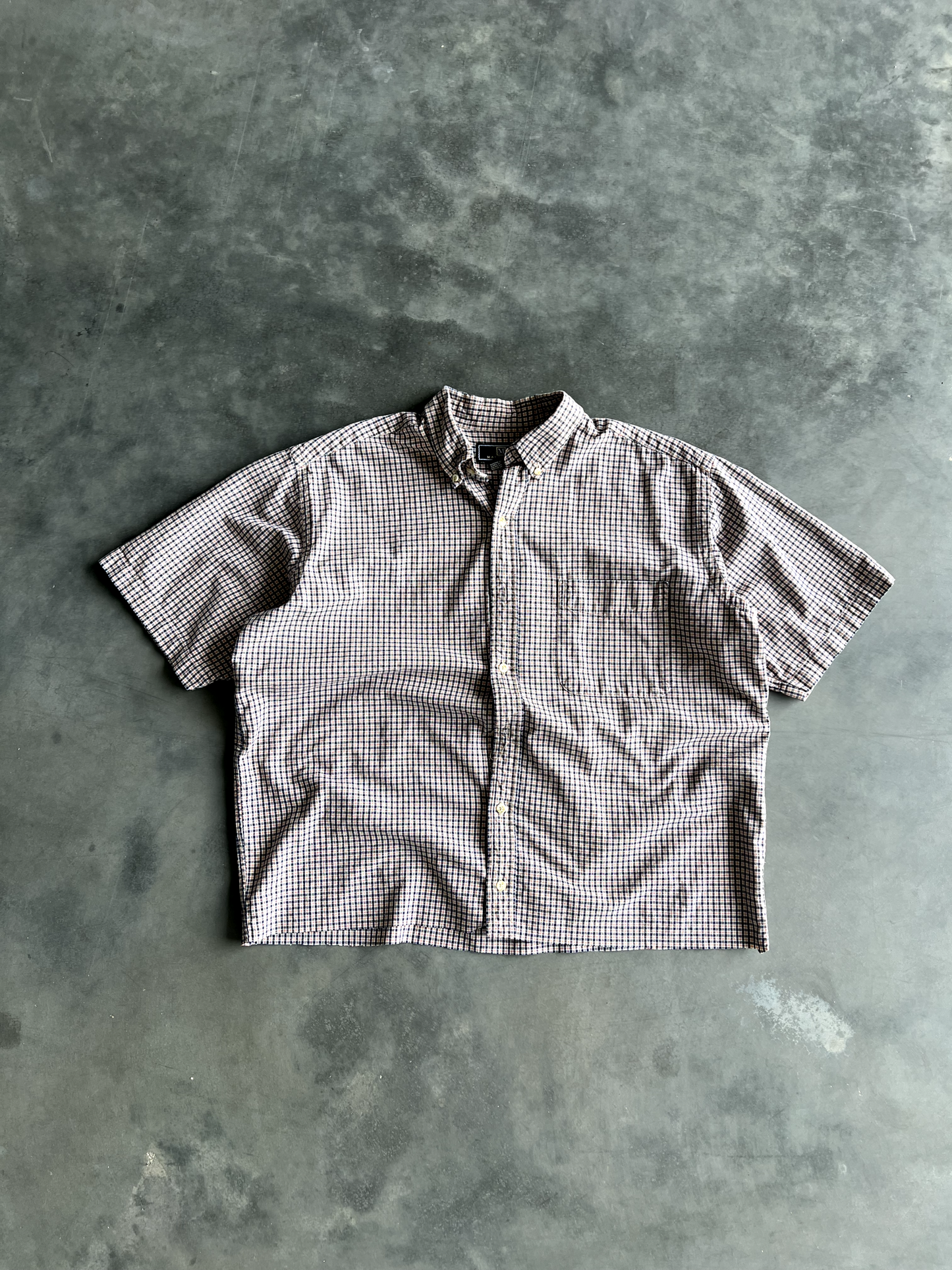 Vintage Black And White Striped Button Up Tee - L