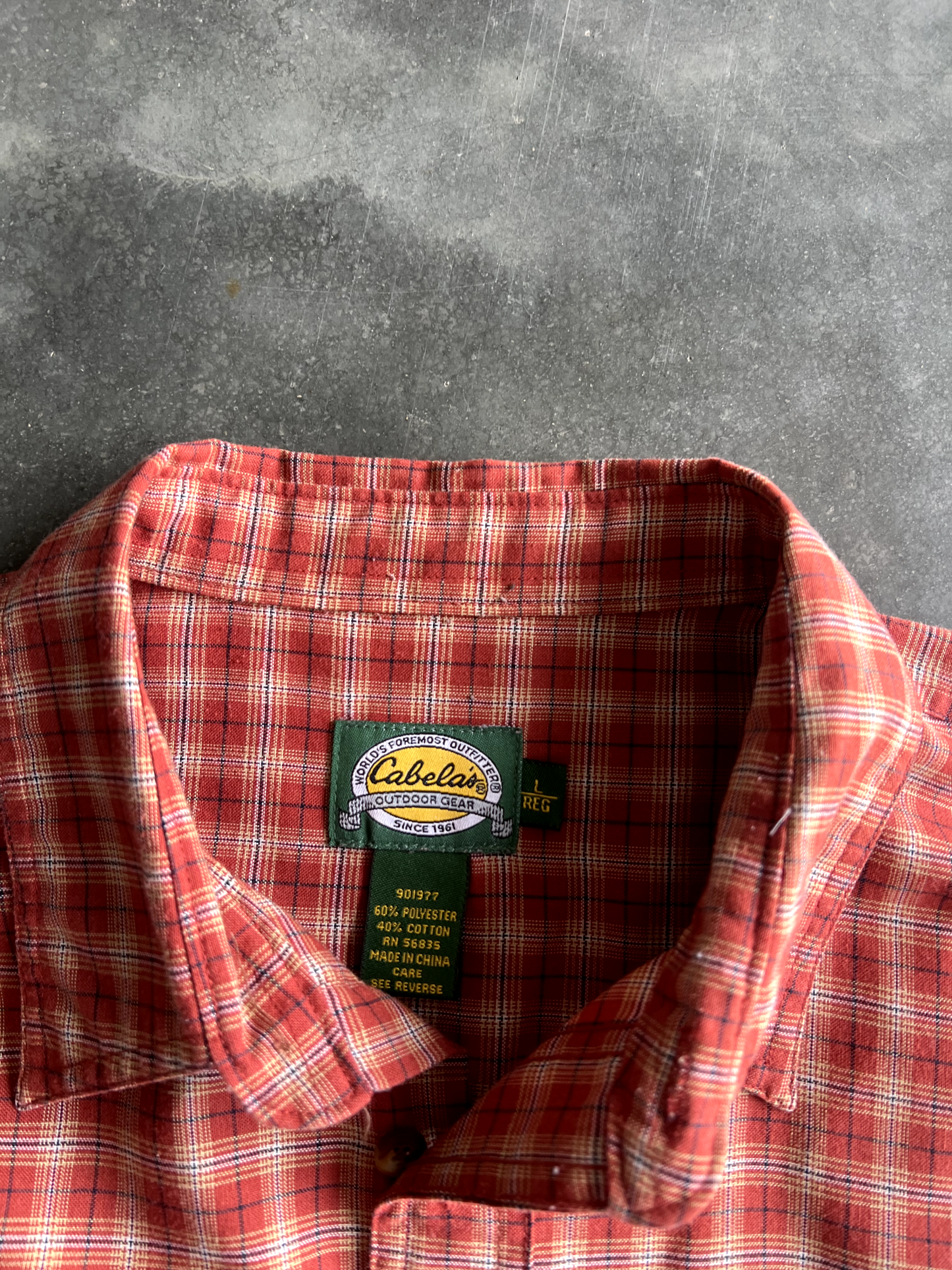 Vintage Red Striped Button Up Tee - L