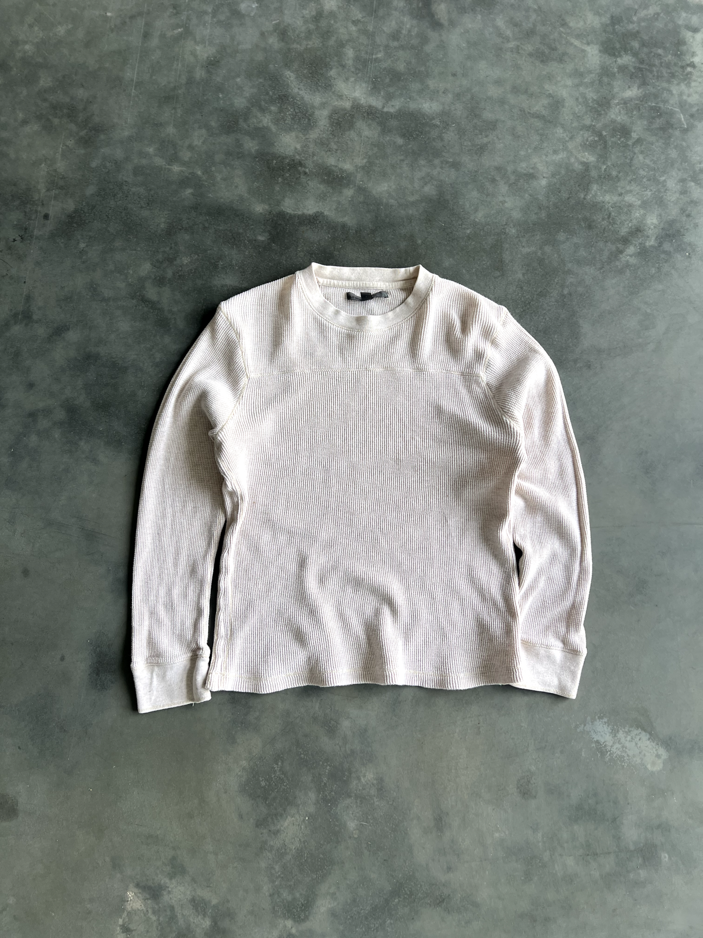 Vintage Cream Waffle Knit Long Sleeve - L
