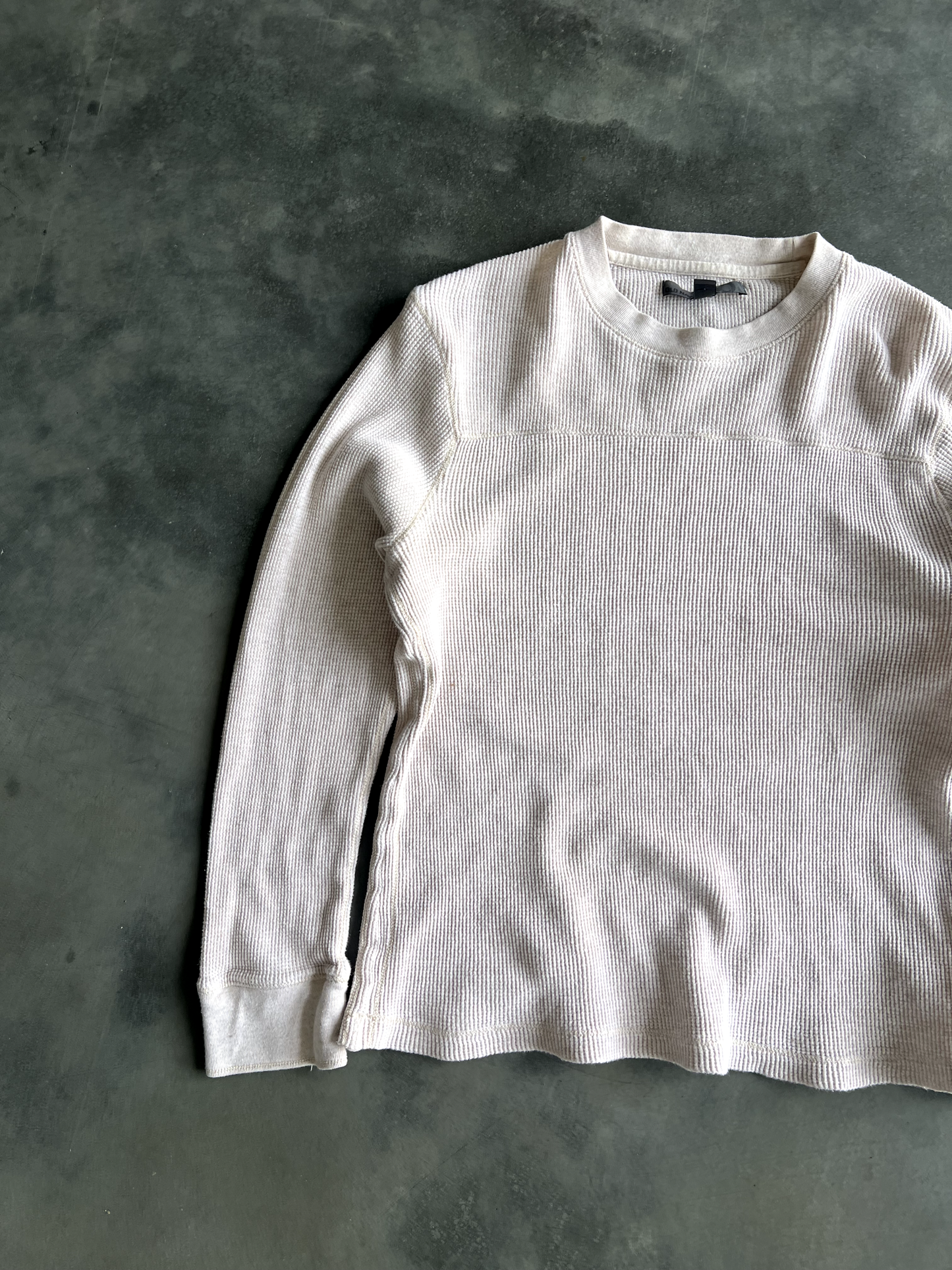 Vintage Cream Waffle Knit Long Sleeve - L