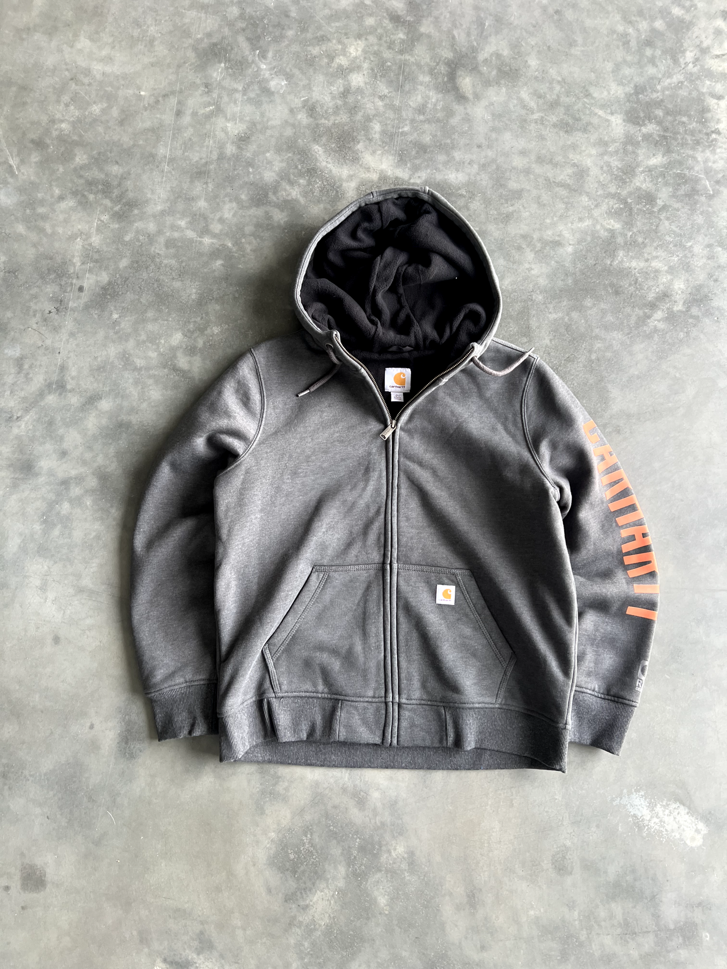 Vintage Grey Carhartt Zip Up Hoodie - L