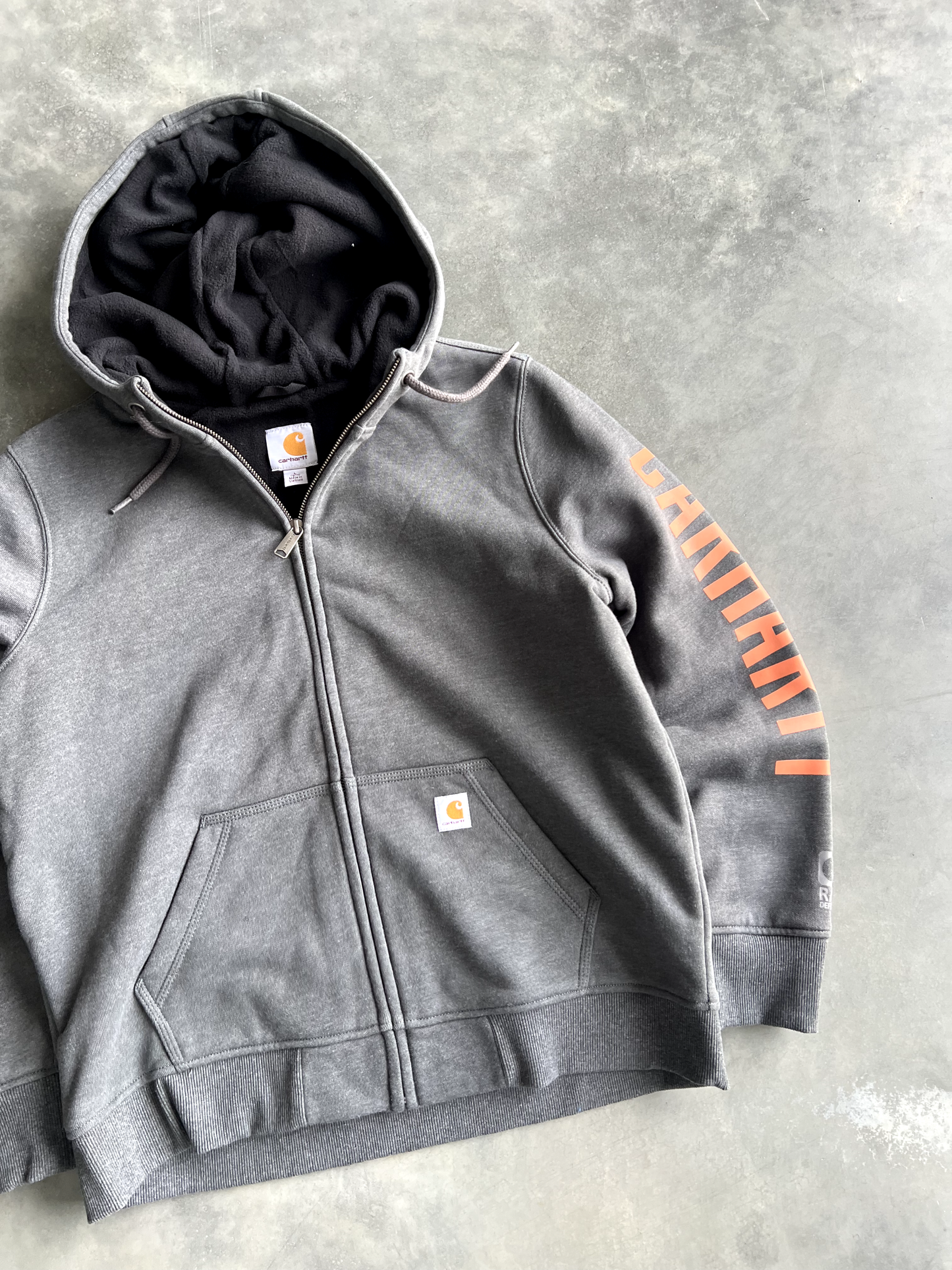 Vintage Grey Carhartt Zip Up Hoodie - L