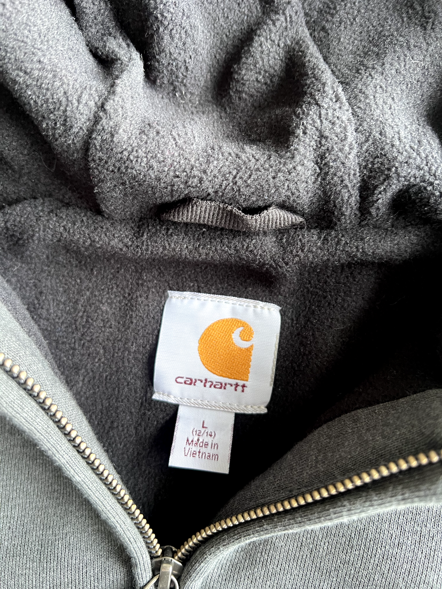 Vintage Grey Carhartt Zip Up Hoodie - L