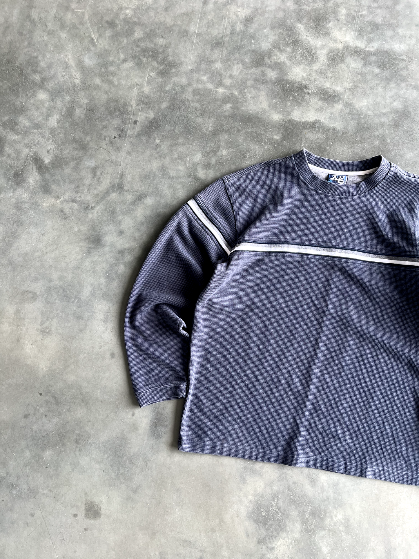 Vintage Navy Blue Striped Thermal - M