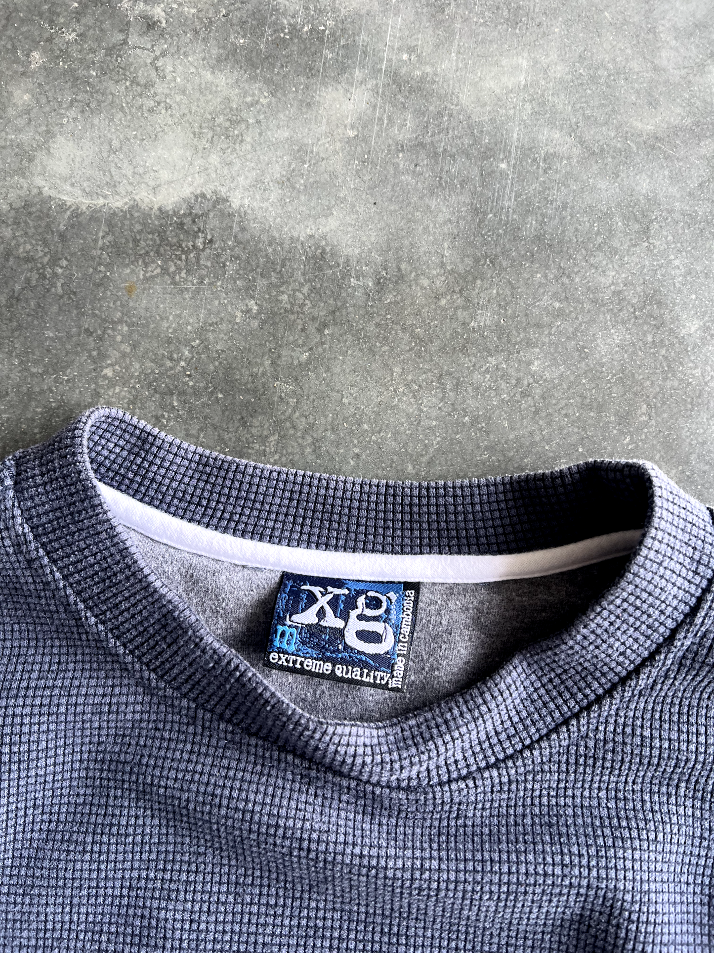 Vintage Navy Blue Striped Thermal - M