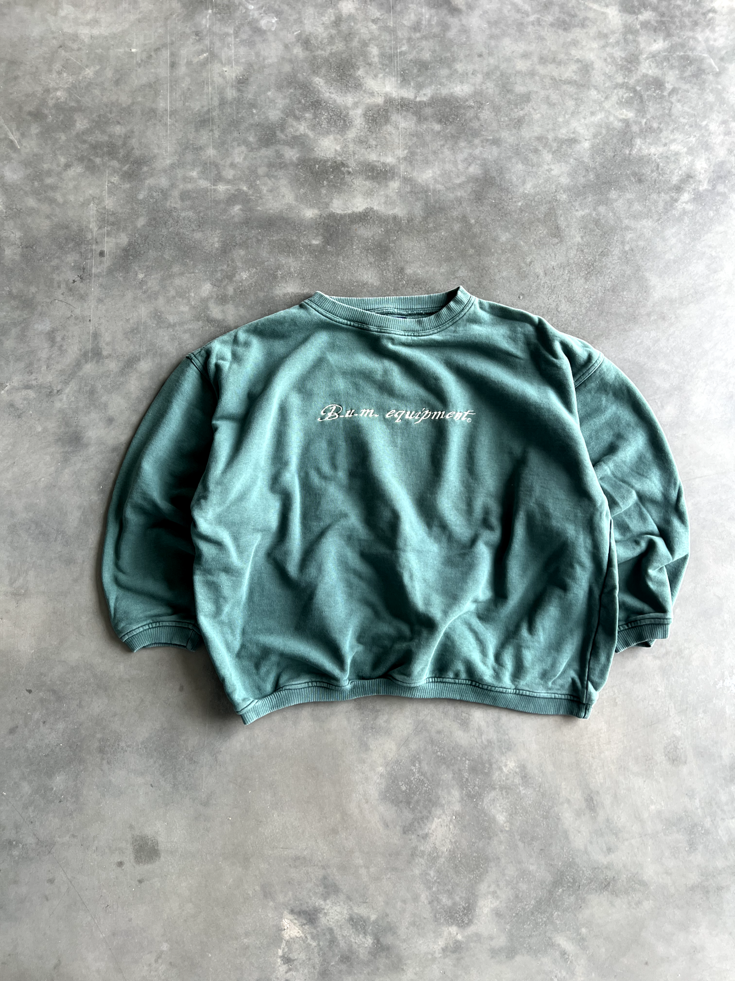 Vintage Green Bum Equipment Spellout Crew - L