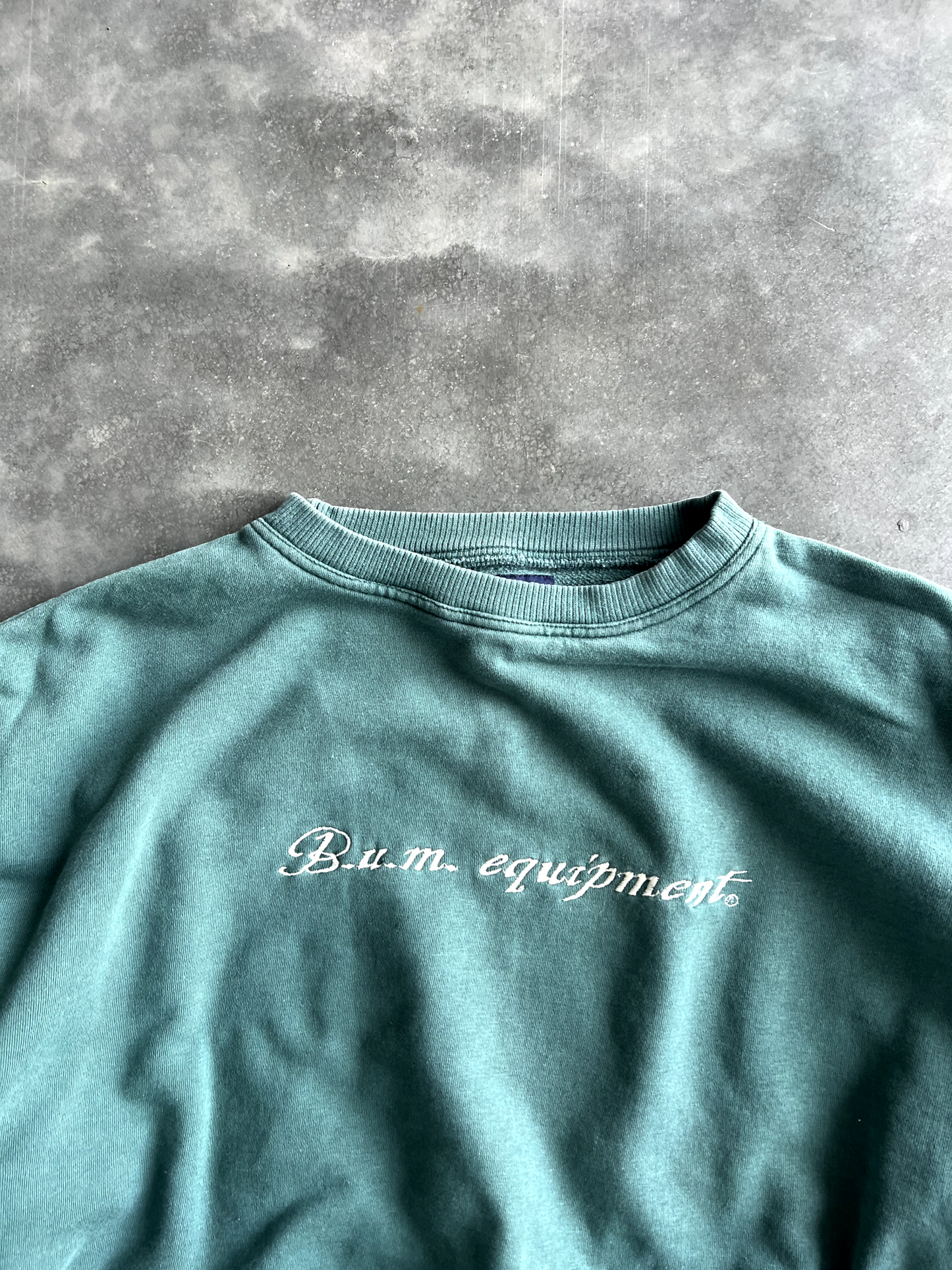 Vintage Green Bum Equipment Spellout Crew - L