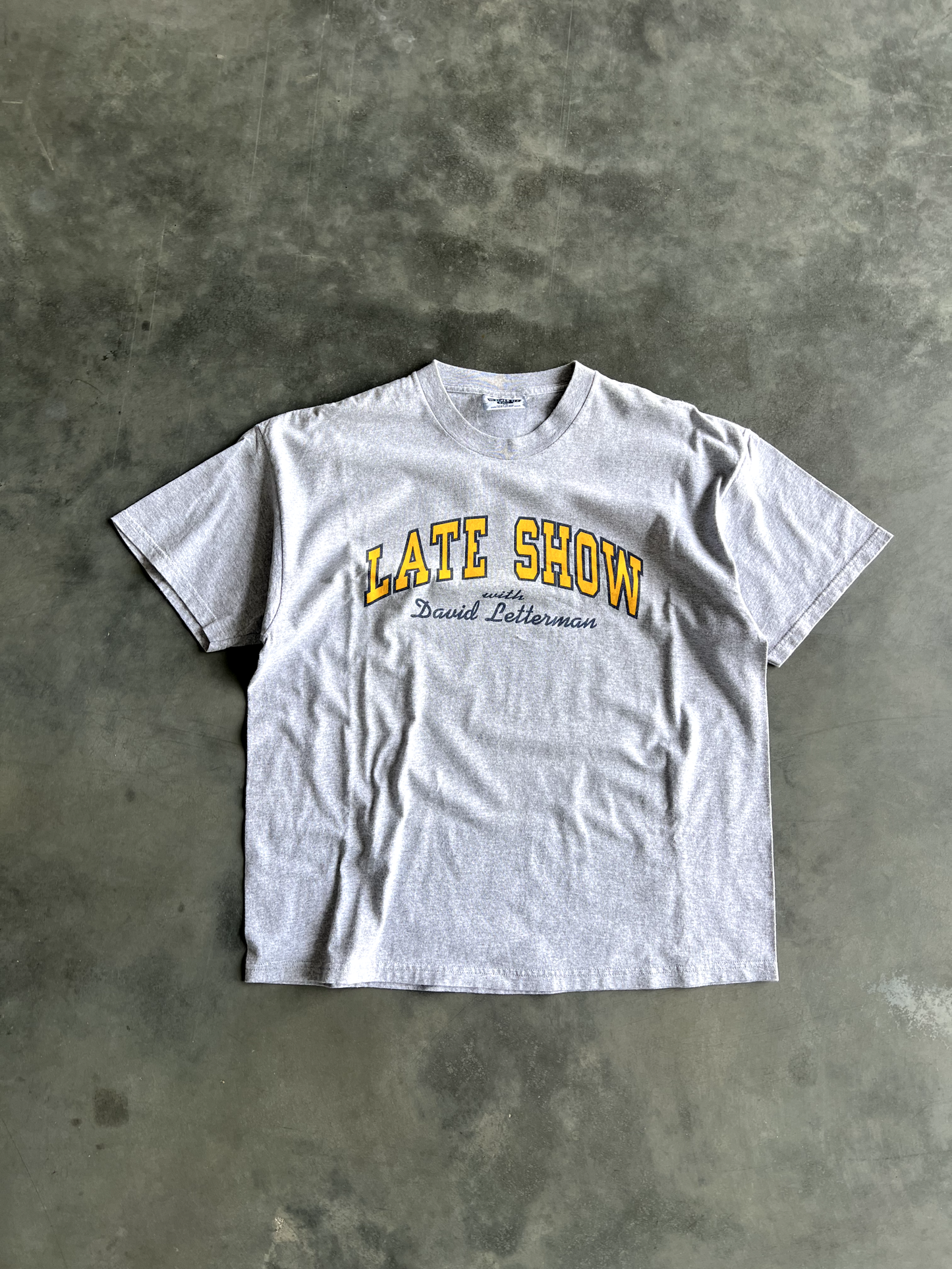 Vintage Grey Late Show Spellout Tee - XL