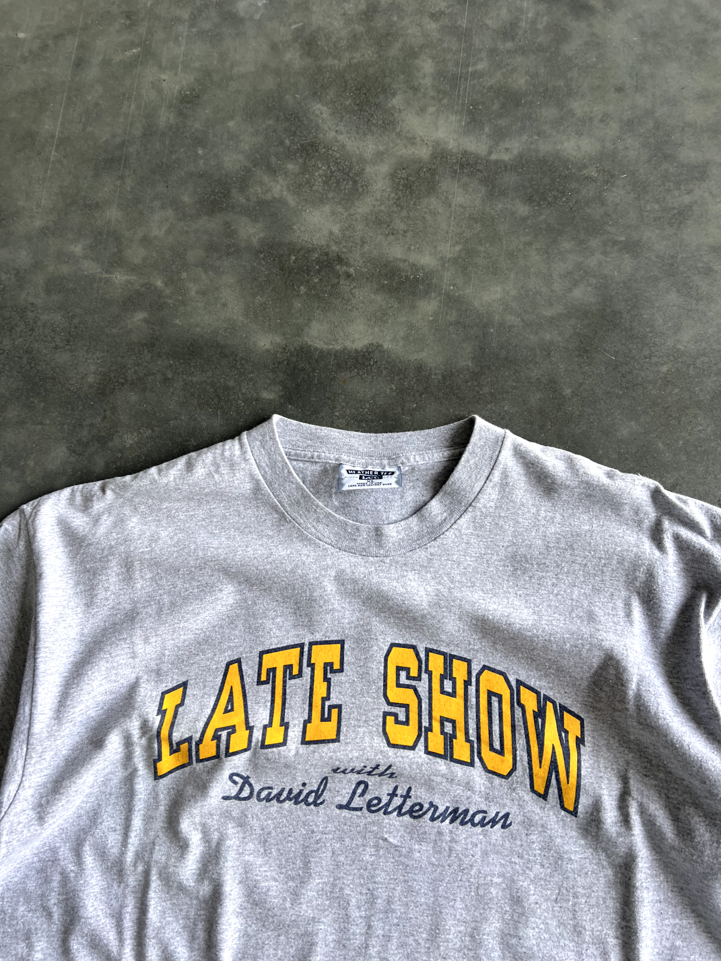 Vintage Grey Late Show Spellout Tee - XL