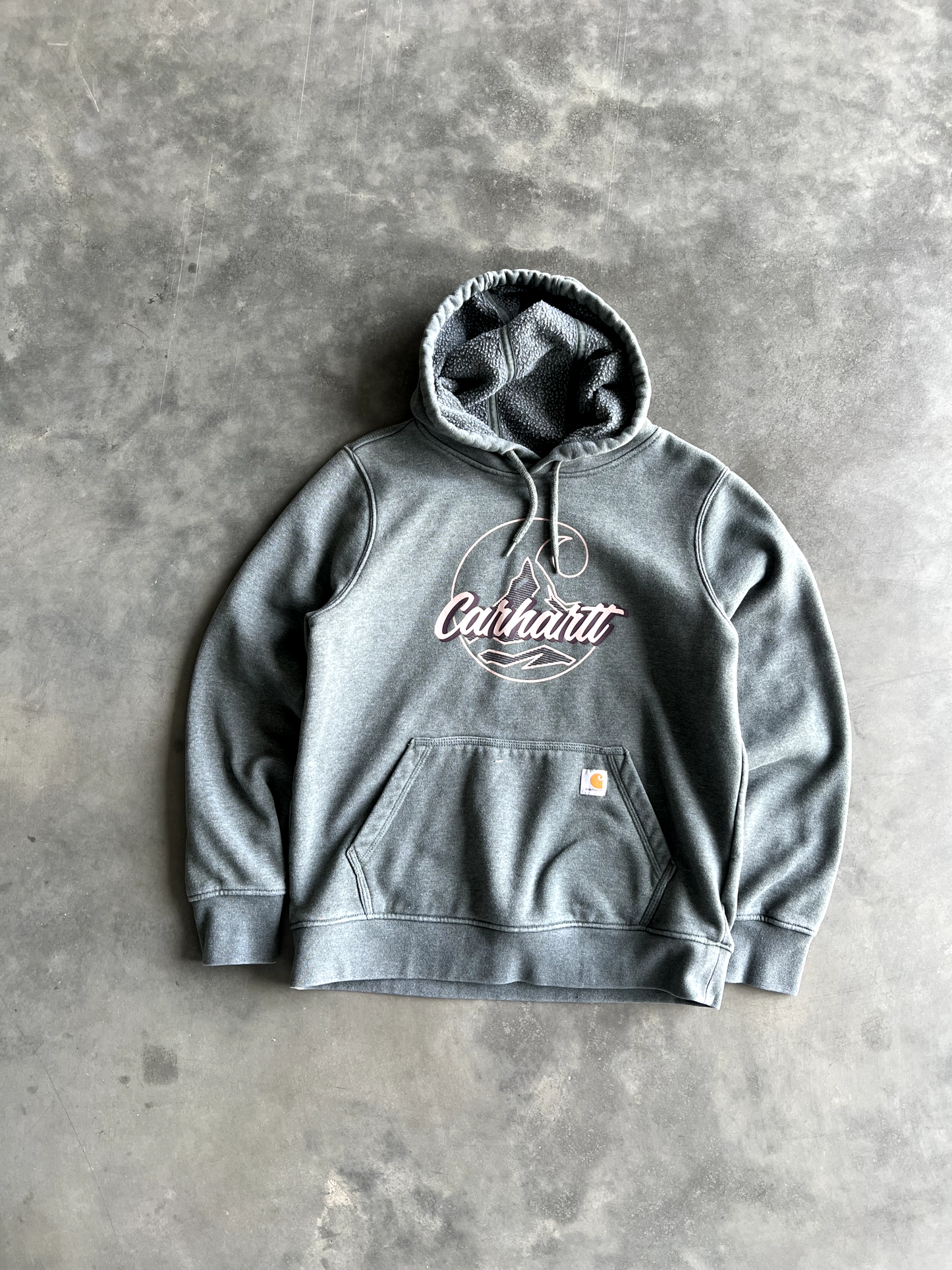 Vintage Grey Carhartt Graphic Hoodie - M