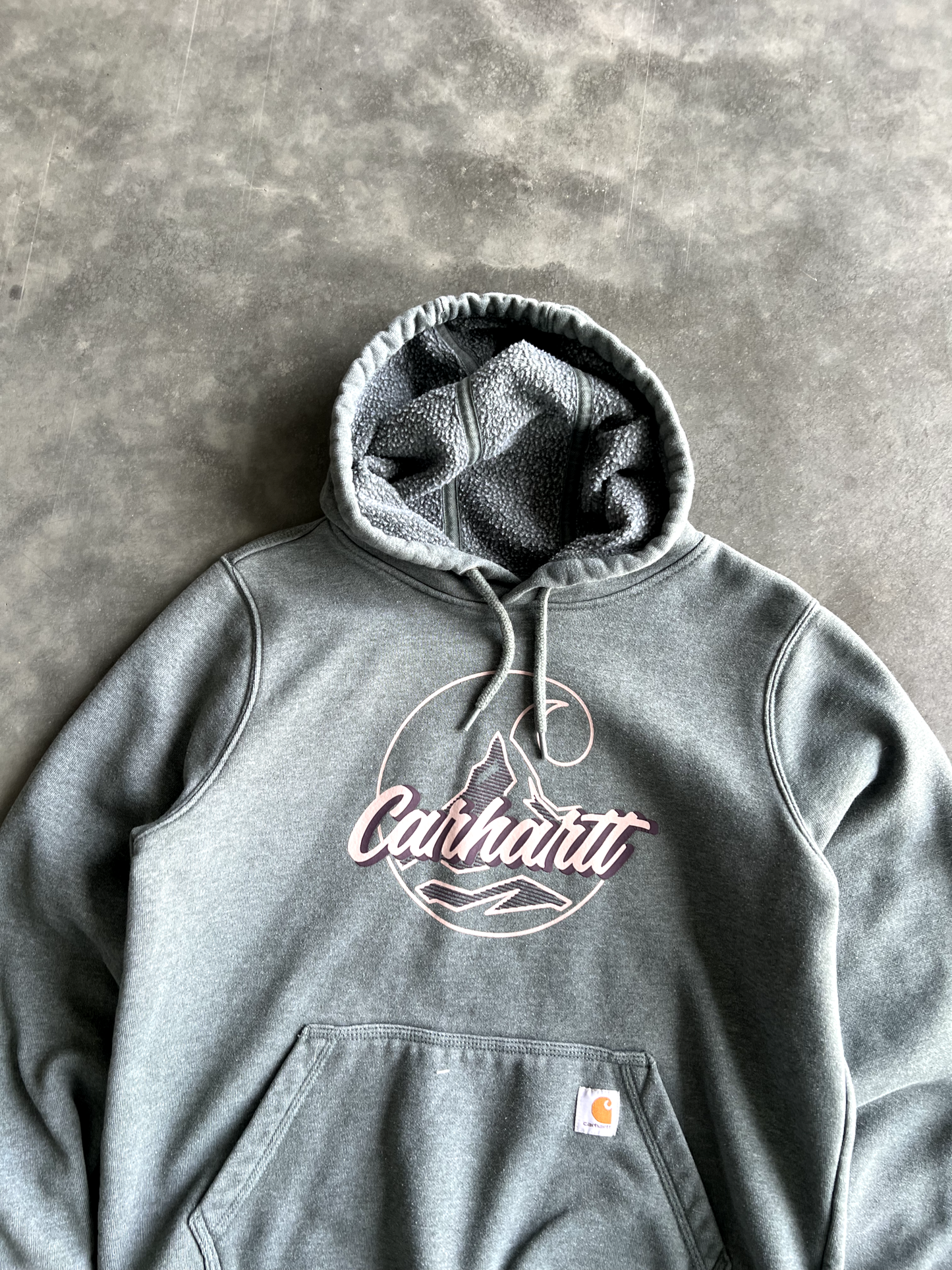 Vintage Grey Carhartt Graphic Hoodie - M