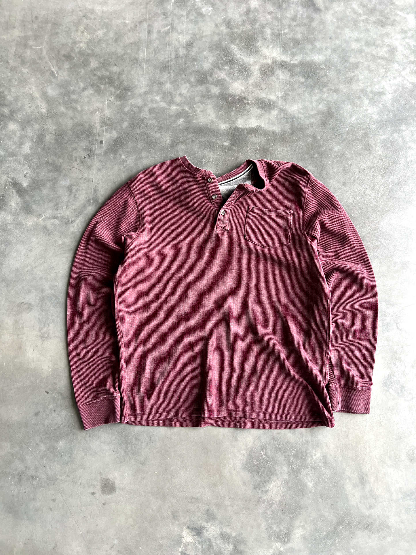 Vintage Red Waffle Knit Long Sleeve - XL