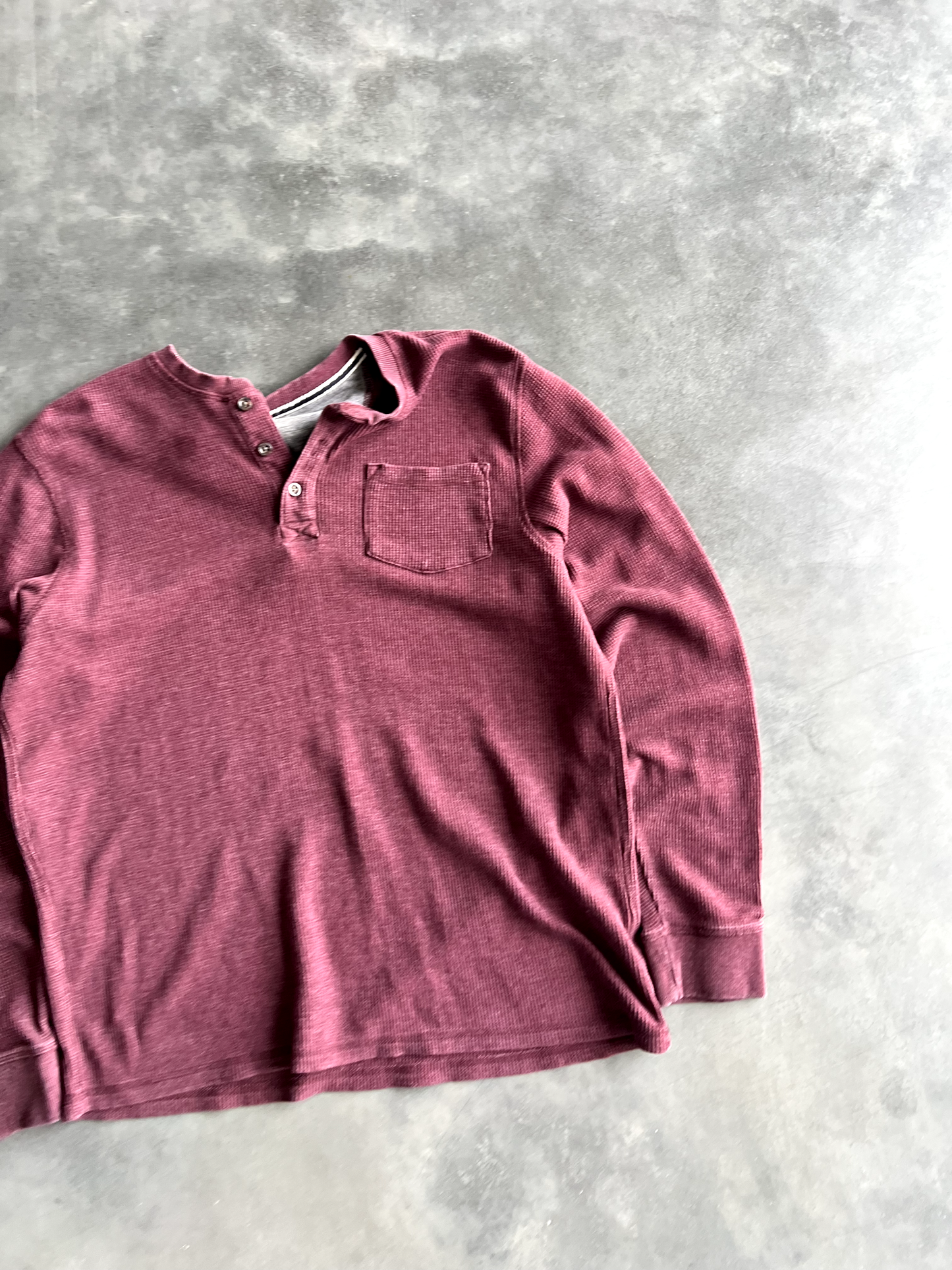 Vintage Red Waffle Knit Long Sleeve - XL