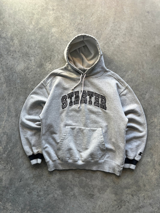 Vintage Grey Starter Spellout Hoodie - L