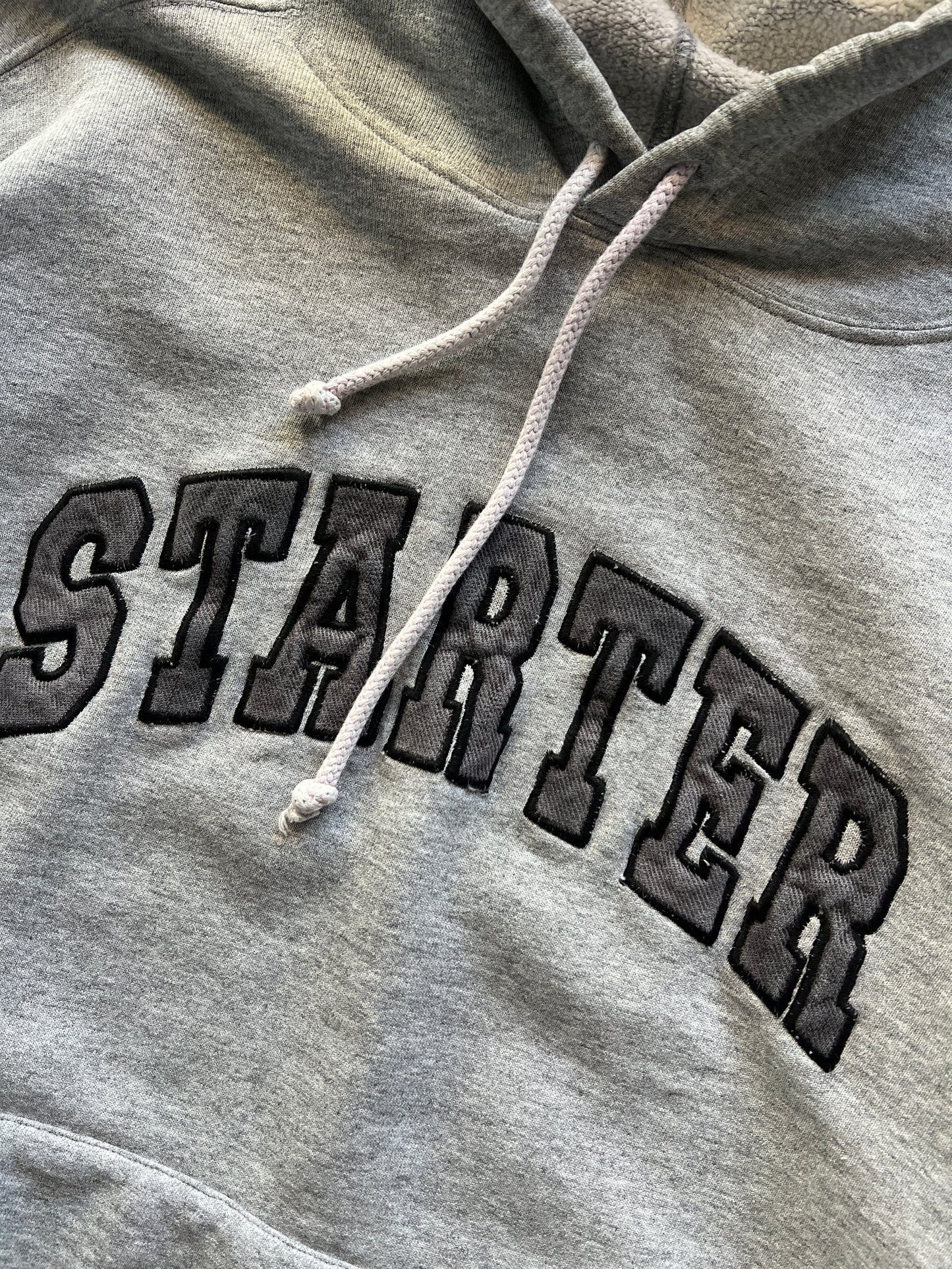 Vintage Grey Starter Spellout Hoodie - L